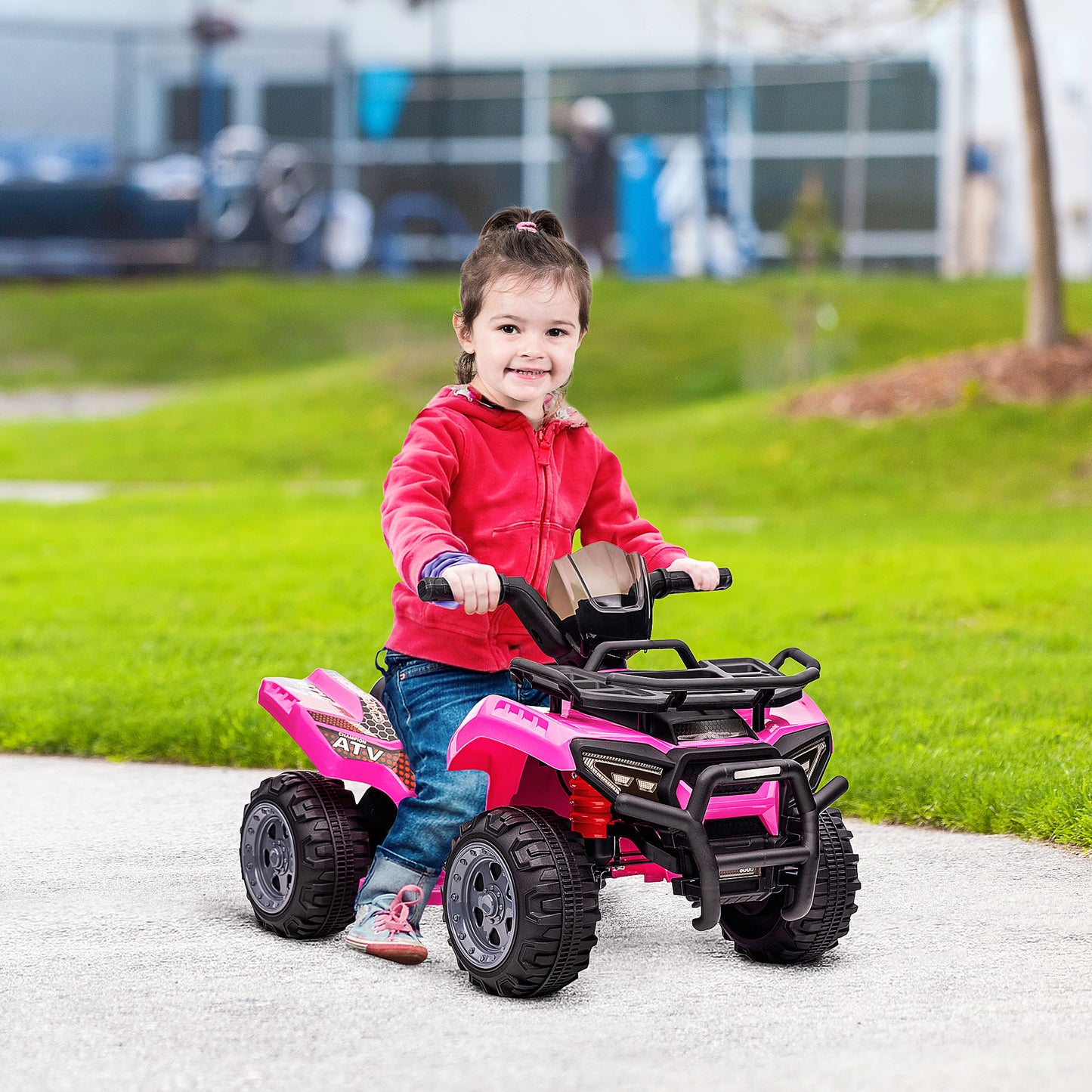 HOMCOM Quad Eléctrico para Niños de +18 Meses Vehículo Eléctrico a Batería 6V Infantil con Velocidad de 2 km/h y Avance 70x42x45 cm Rosa