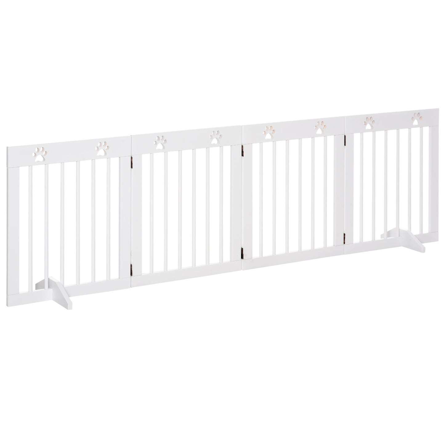 PawHut Barrera de Seguridad Plegable para Perros Reja de Protección de 4 Paneles con Patas para Puertas Escaleras Pasillos 204x30x61 cm Blanco