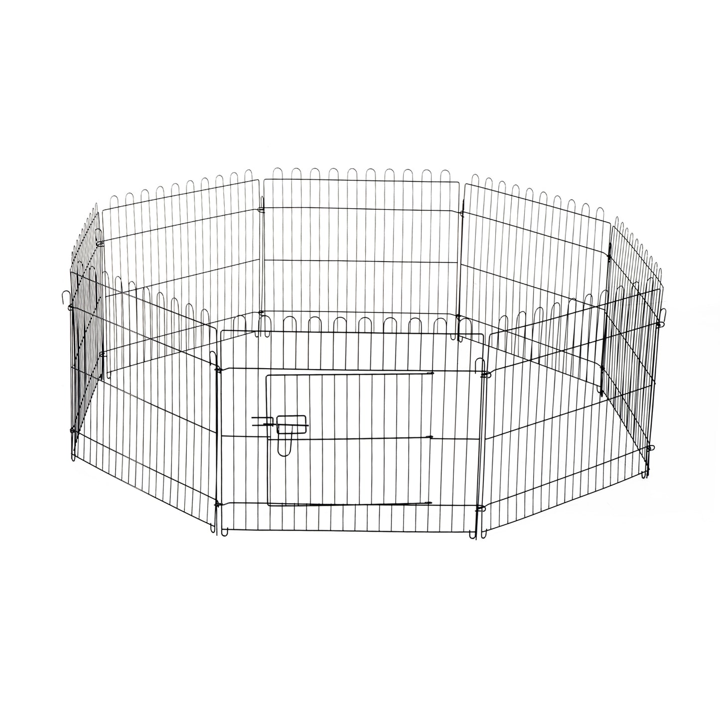 PawHut Parque de Juegos para Perros 8 Paneles 71x61 cm Plegables Jaula Metálica para Mascotas con Puerta para Jardín Patio Exterior Negro