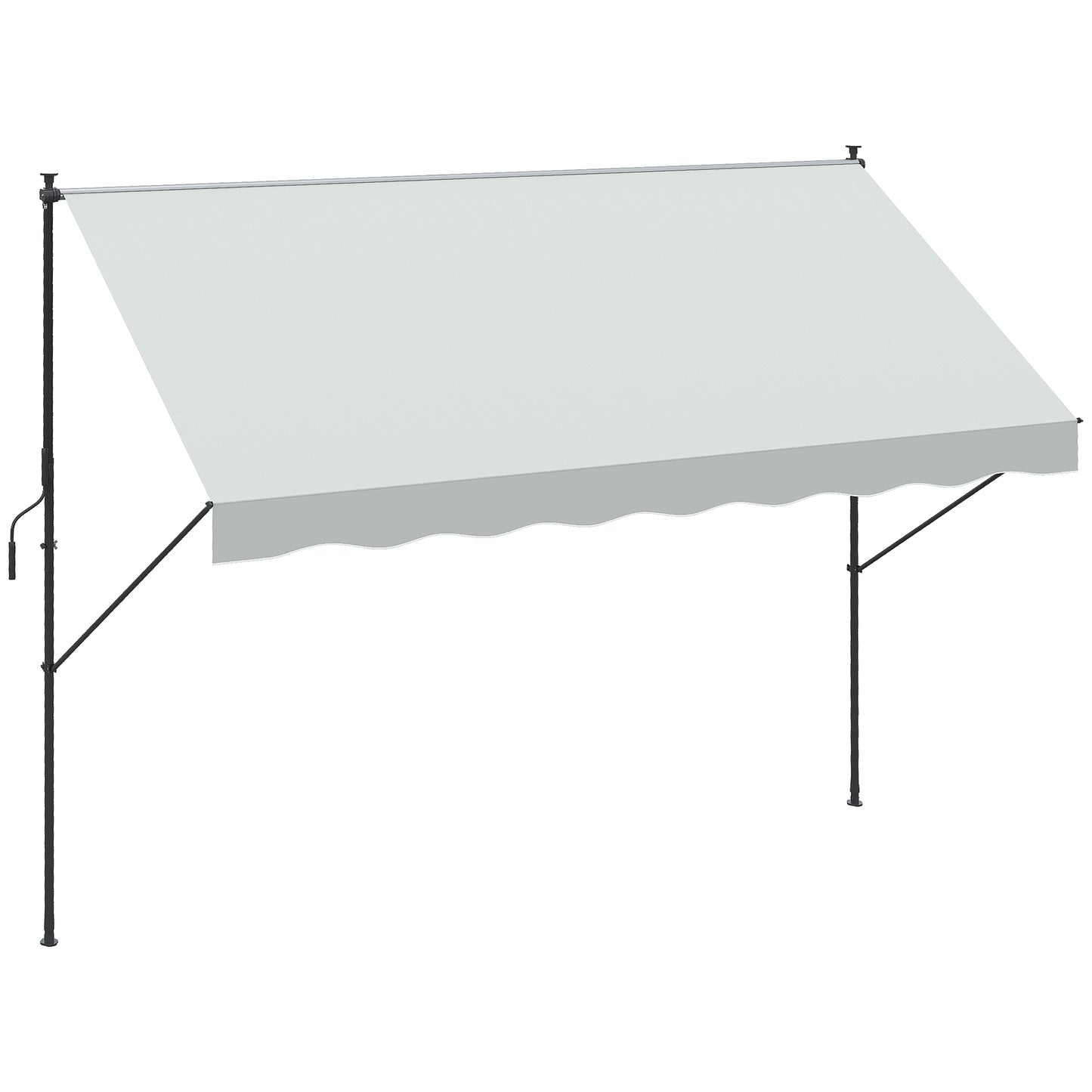 Outsunny Toldo Manual Retráctil 300x175x210-310 cm Toldo para Balcón con Altura Ajustable Manivela y Protección Solar para Terraza Jardín Crema