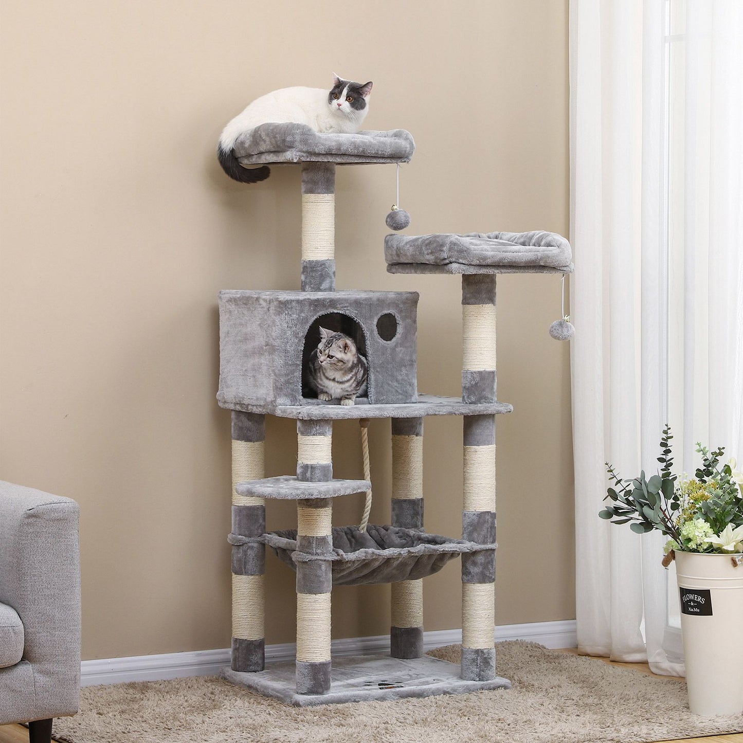 Árbol Rascador Para Gatos De Plataforma Doble-Feandrea