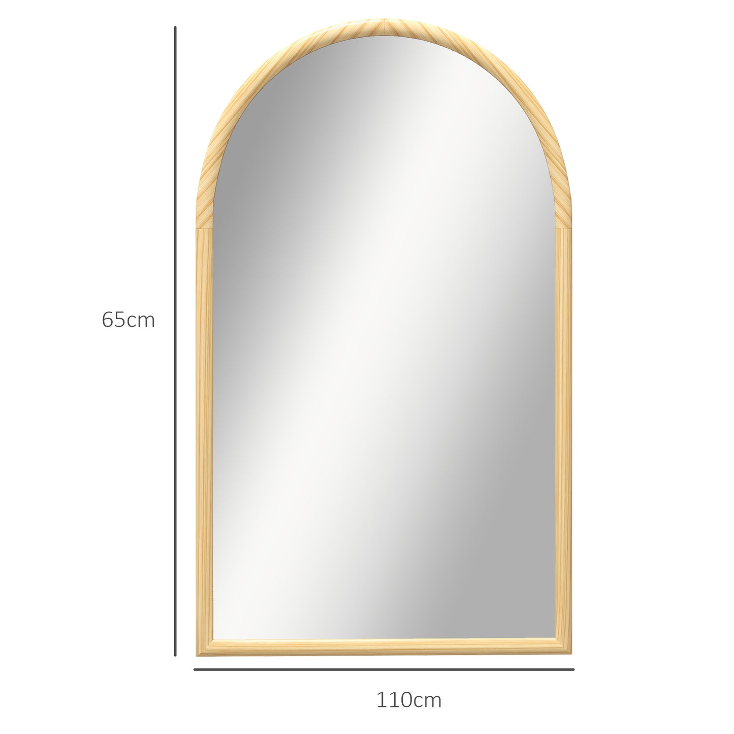 HOMCOM Espejo de Pared 65x110 cm Espejo de Recibidor con Marco de Madera en Forma de Ventana Espejo Decorativo para Salón Dormitorio Entrada Natural