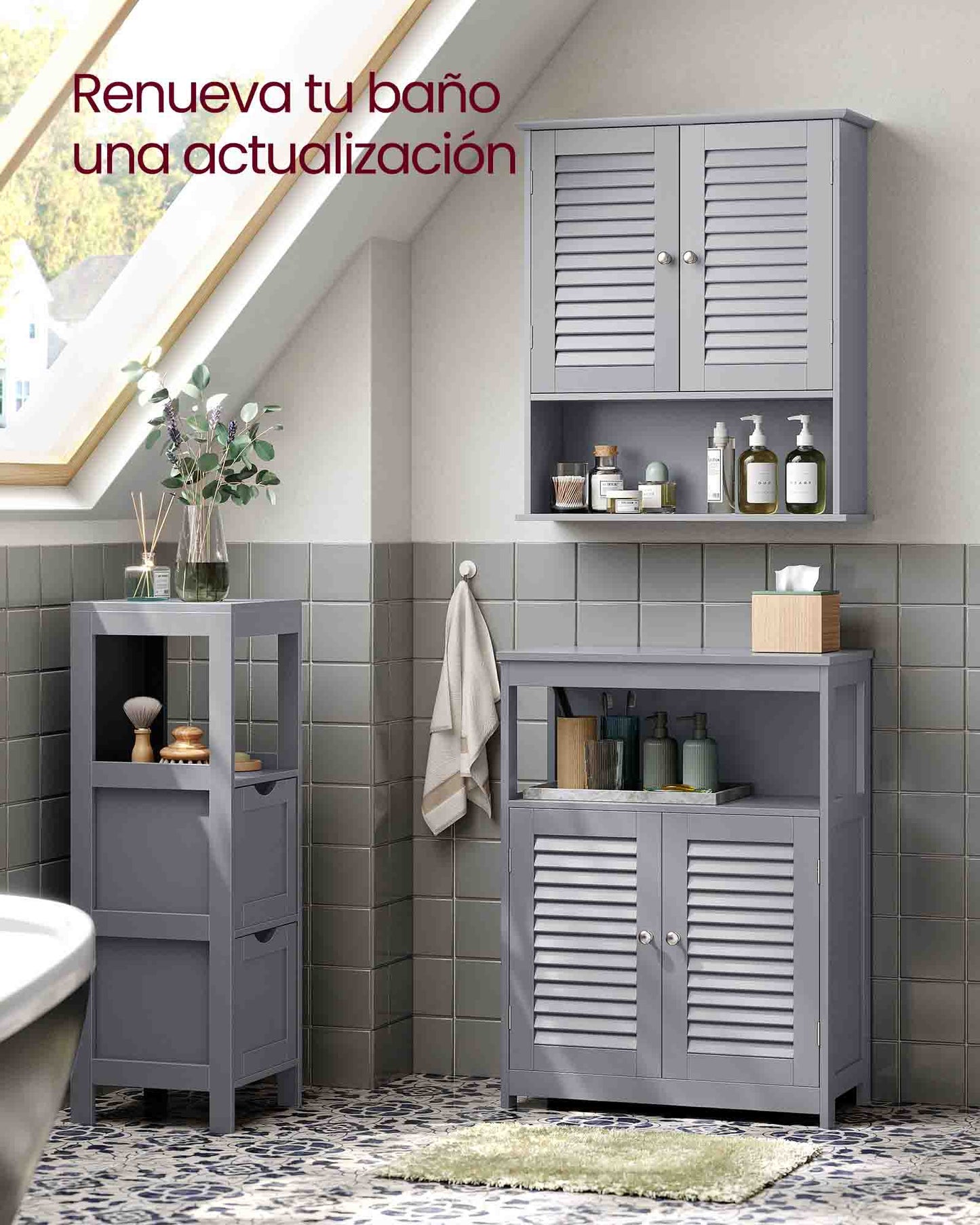 Armario de Pared para Baño 20 x 60 x 70 cm-VASAGLE