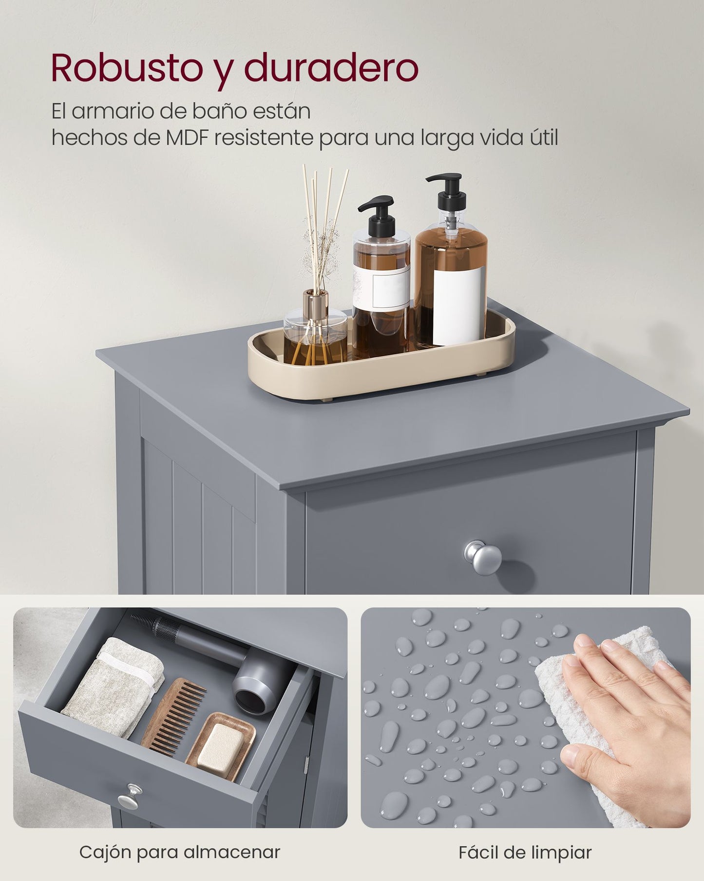 Armario de Baño 30 x 32 x 87 cm Gris Paloma-VASAGLE