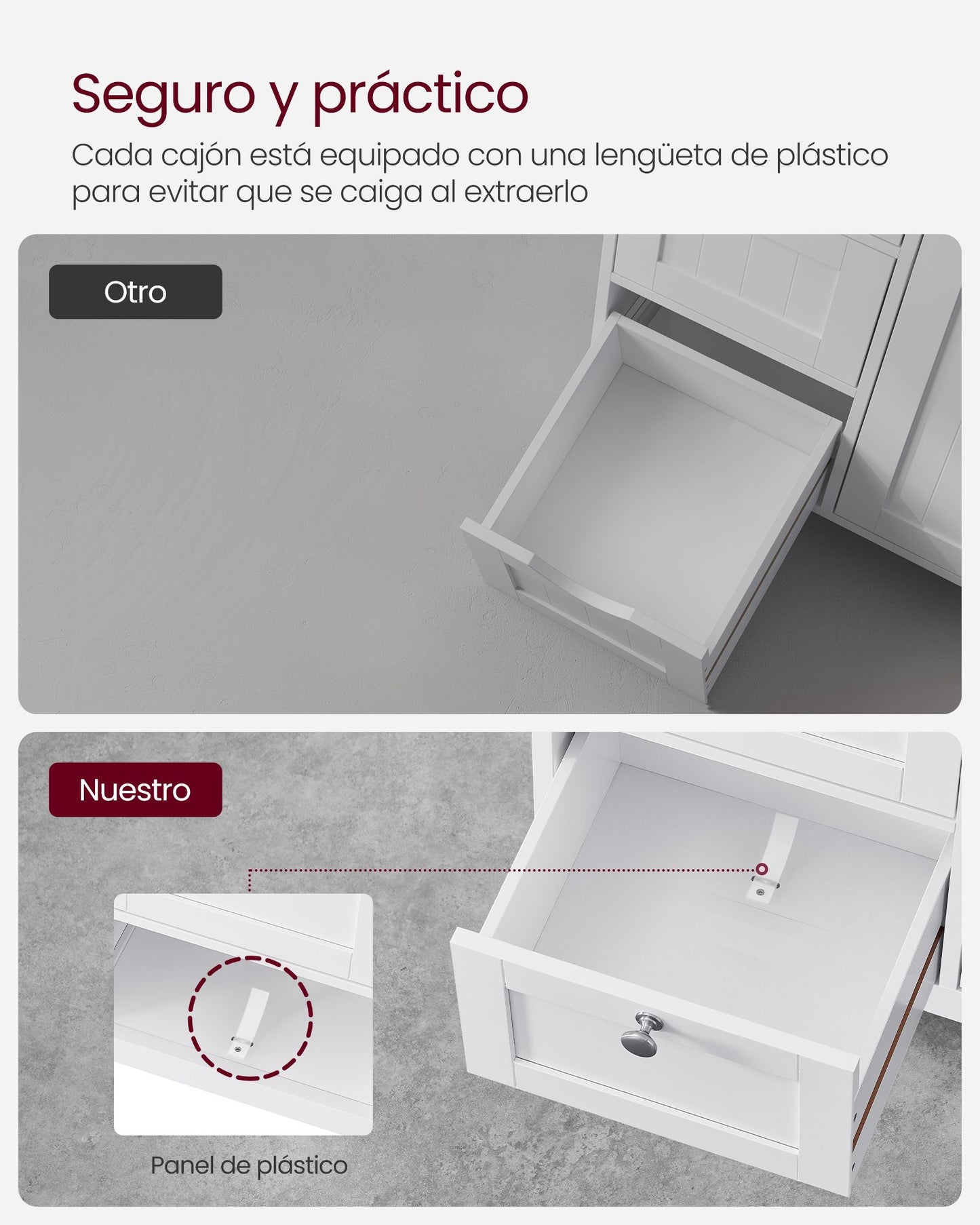 Mueble de Baño Armario de Baño Unidad de Almacenamiento de Baño Estantes-VASAGLE