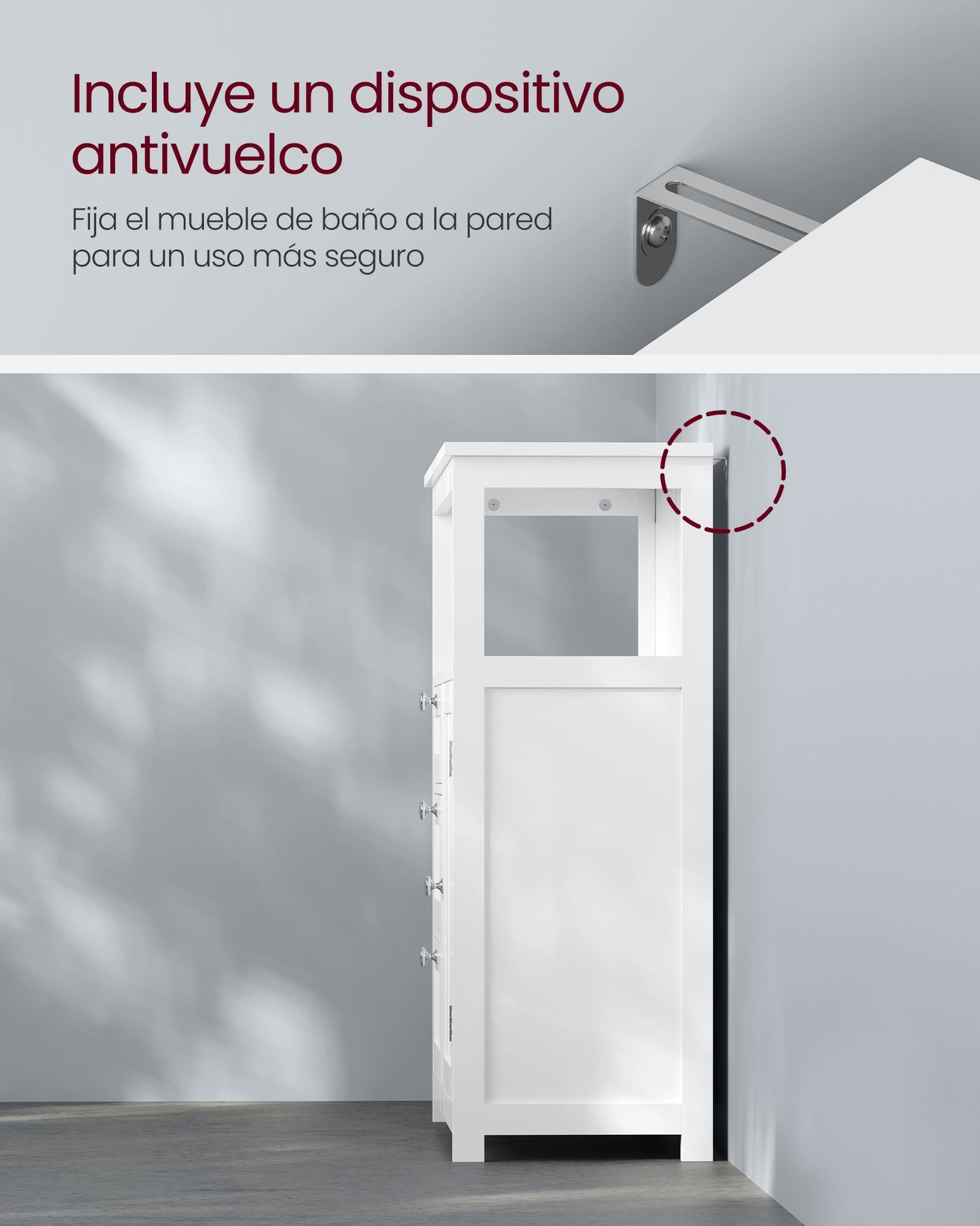 Mueble de Baño Armario de Baño Unidad de Almacenamiento de Baño Estantes-VASAGLE