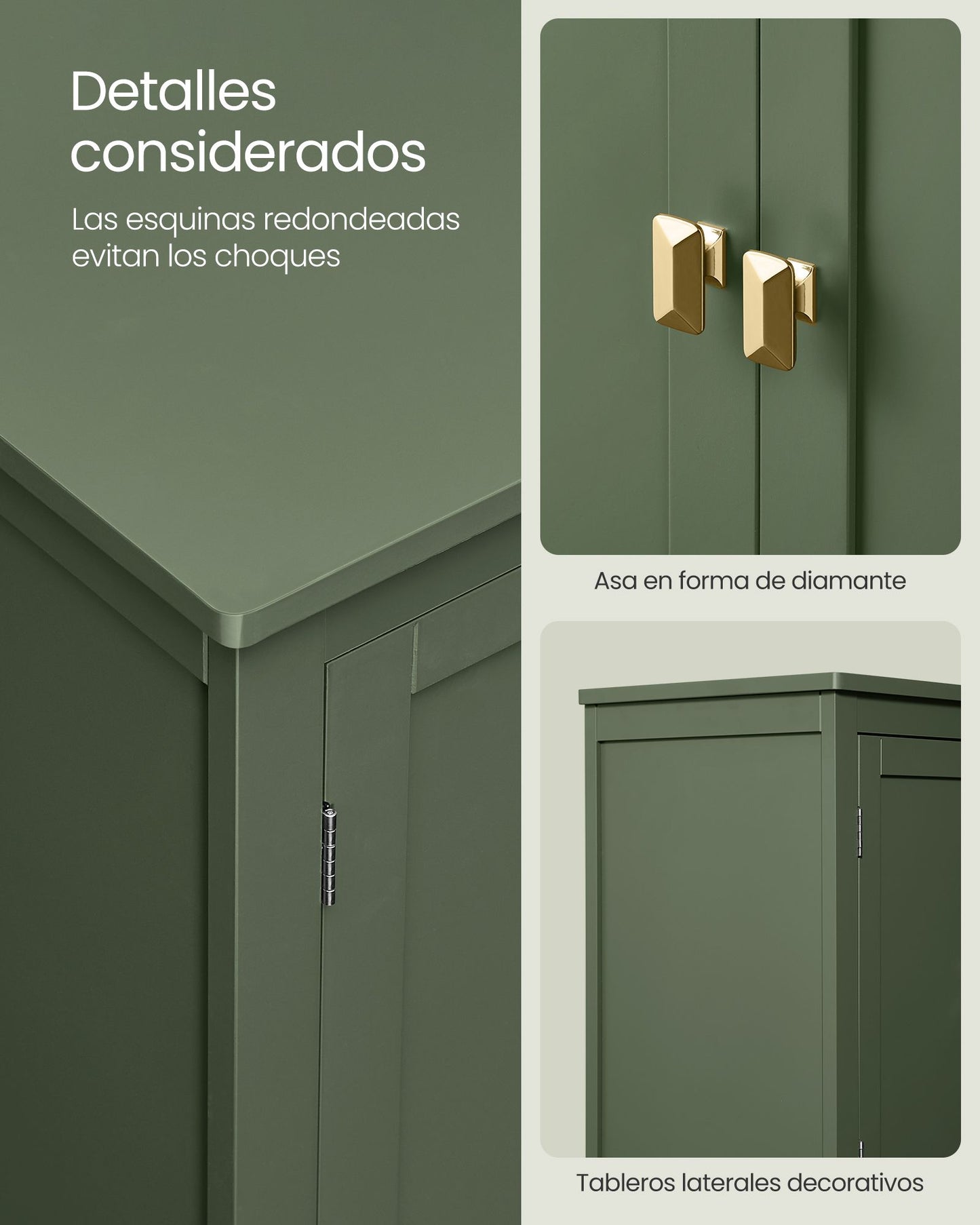 Mueble de Baño 30 x 60 x 110 cm Verde Bosque-VASAGLE