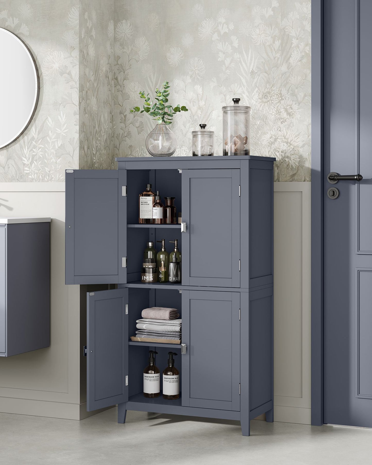 Mueble de Baño 30 x 60 x 110 cm Gris Pizarra-VASAGLE