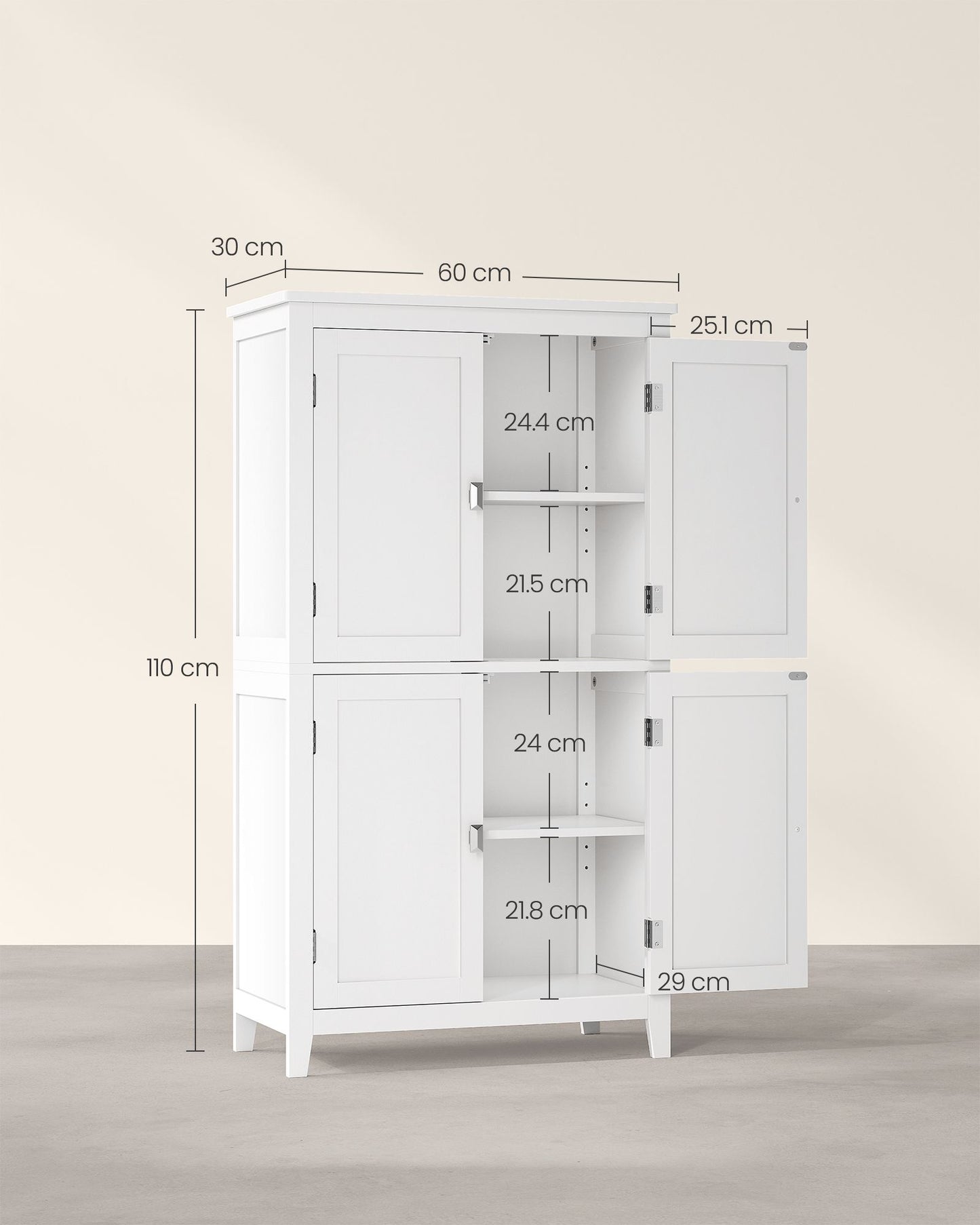 Mueble de Baño con 4 Puertas Blanco-VASAGLE