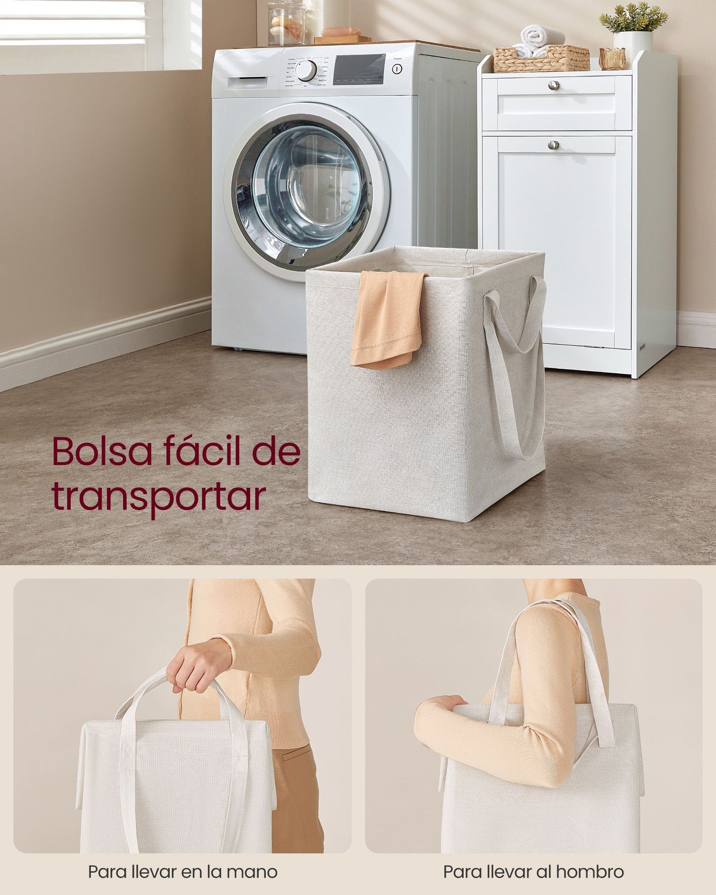 Armario de Baño con Cesto Ropa Sucia 40 x 40 x 80,2 cm Blanco Nube-VASAGLE