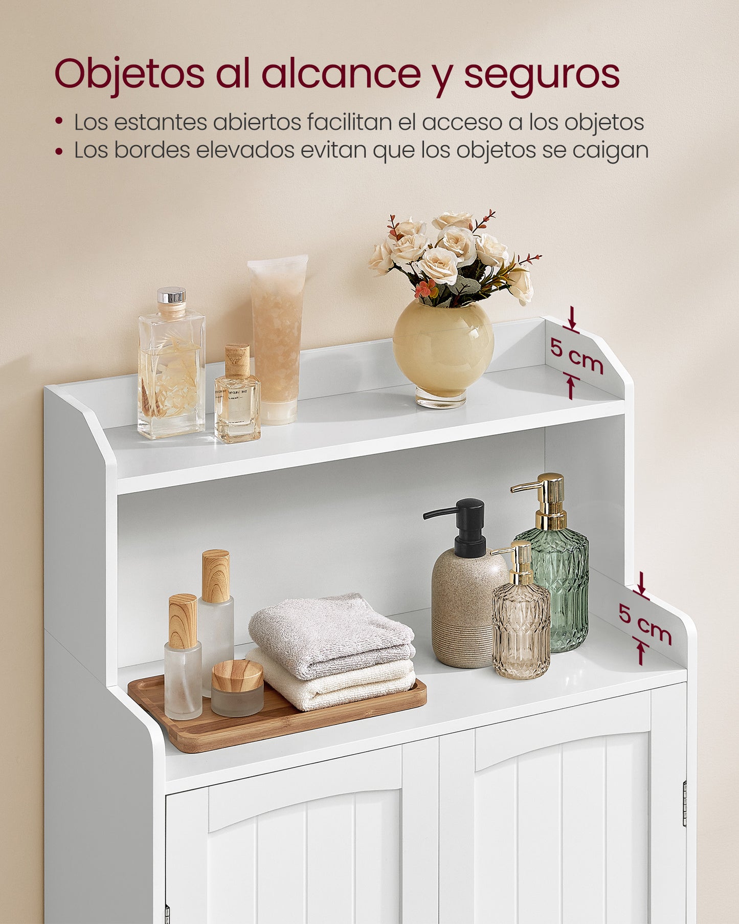 Armario de Baño con 2 Puertas 30 x 60 x 100 cm Blanco Nube-VASAGLE