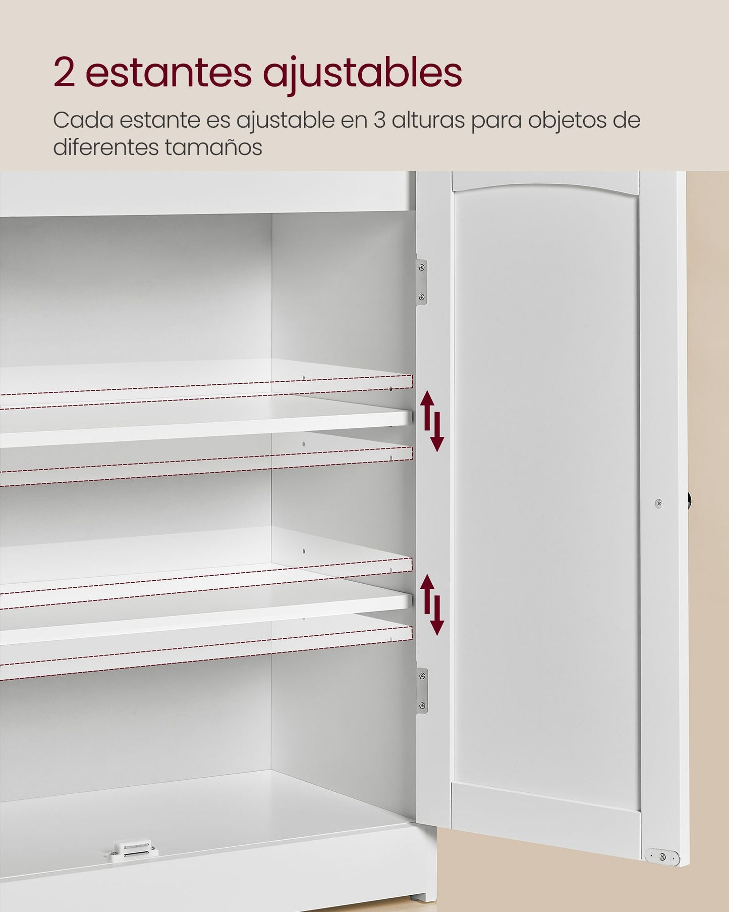 Armario de Baño con 2 Puertas 30 x 60 x 100 cm Blanco Nube-VASAGLE