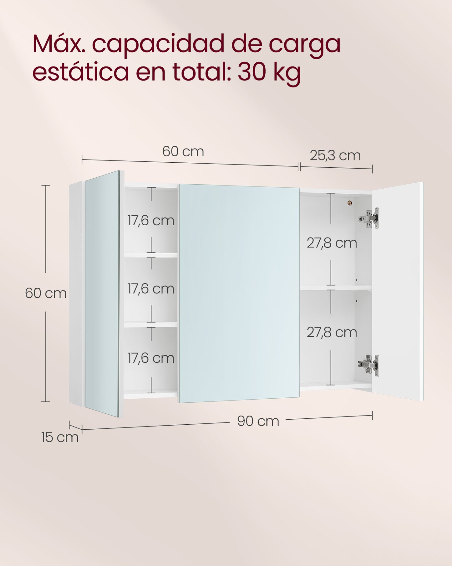 Armario de Pared del Baño 15 x 90 x 60 cm Blanco-VASAGLE