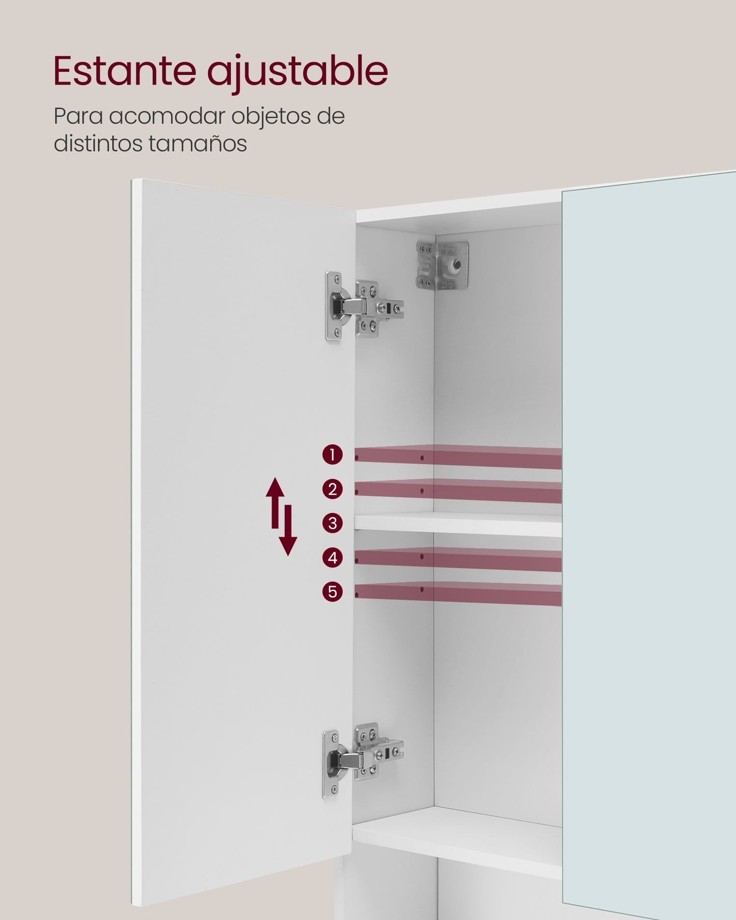 Armario de Baño con Puertas de Espejo 16,5 x 90 x 75 cm-VASAGLE