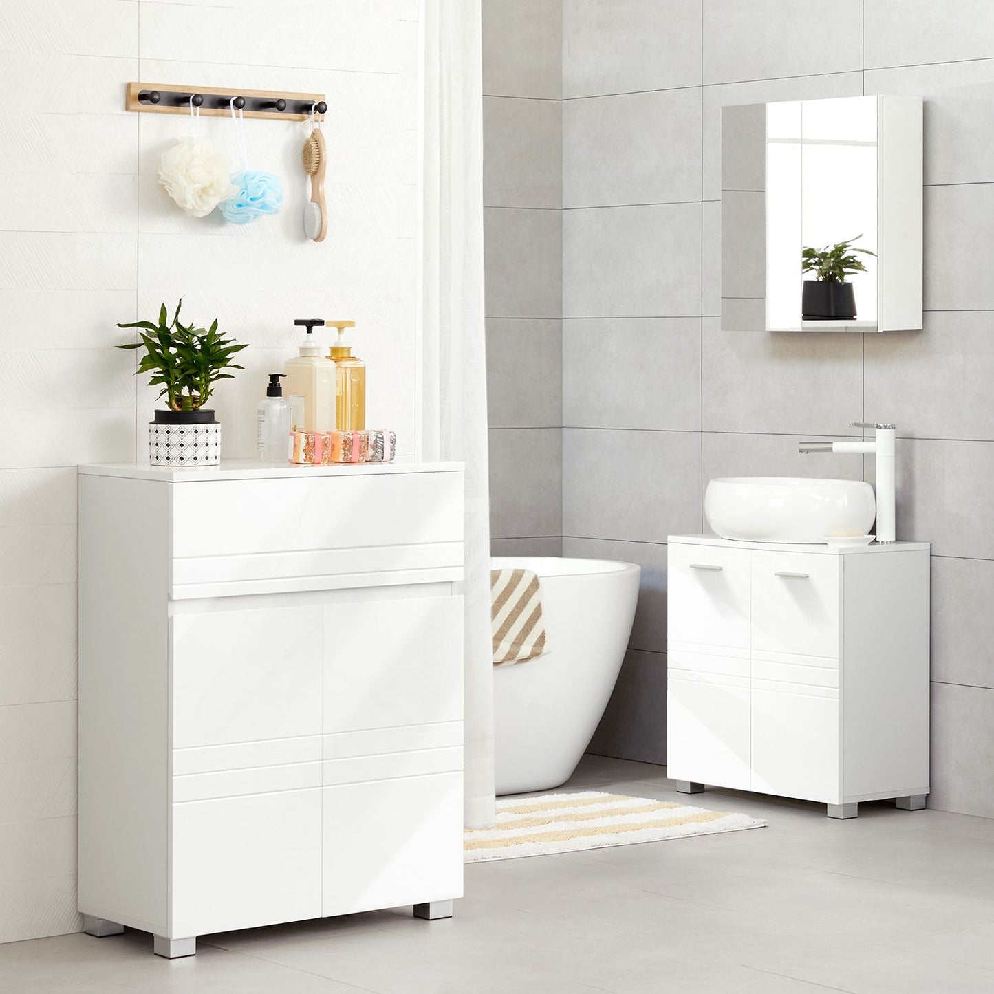 Mueble de Baño 60 x 30 x 80 cm Blanco-VASAGLE