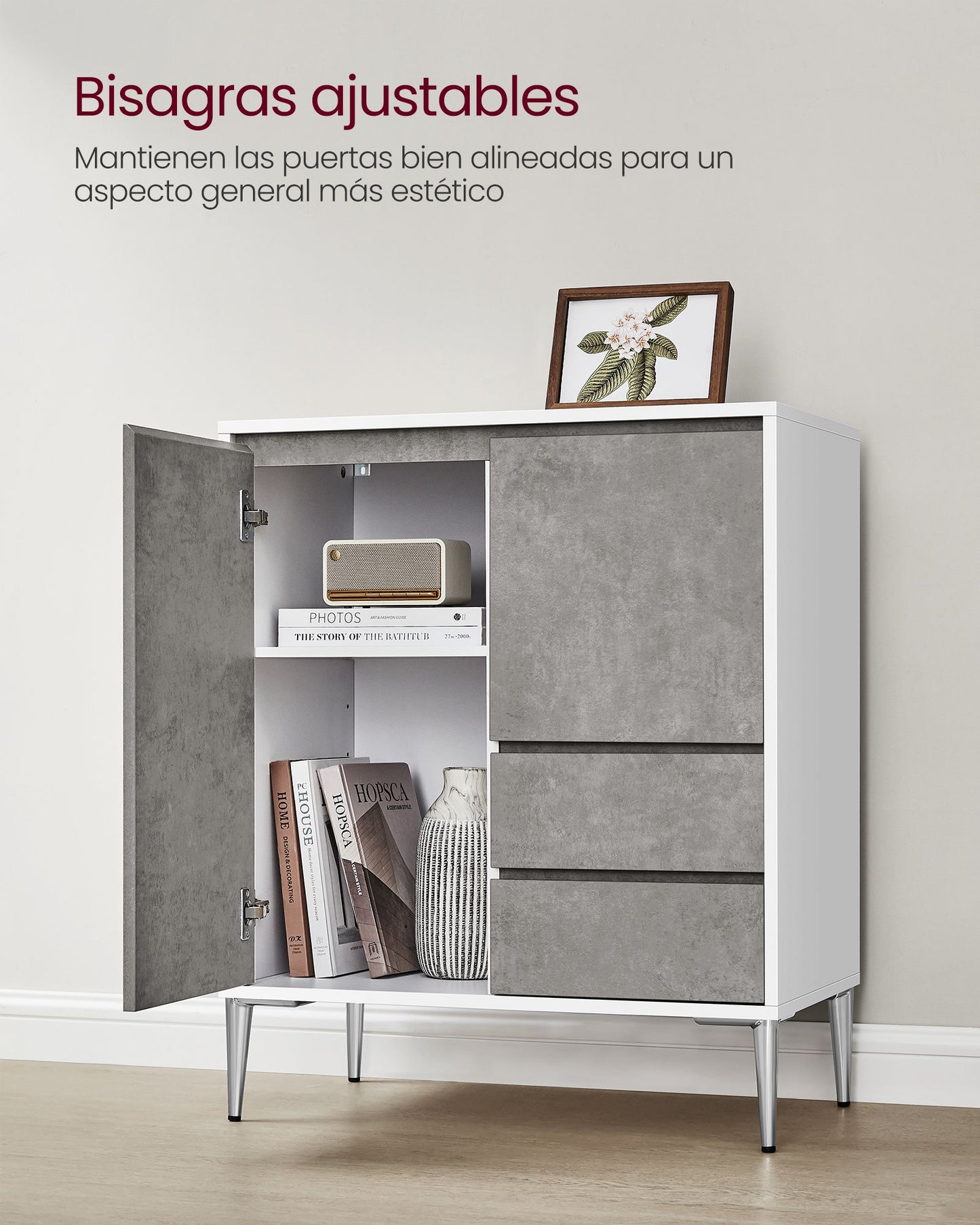 Armario de Almacenaje 40 x 70 x 85 cm Gris Cemento-VASAGLE