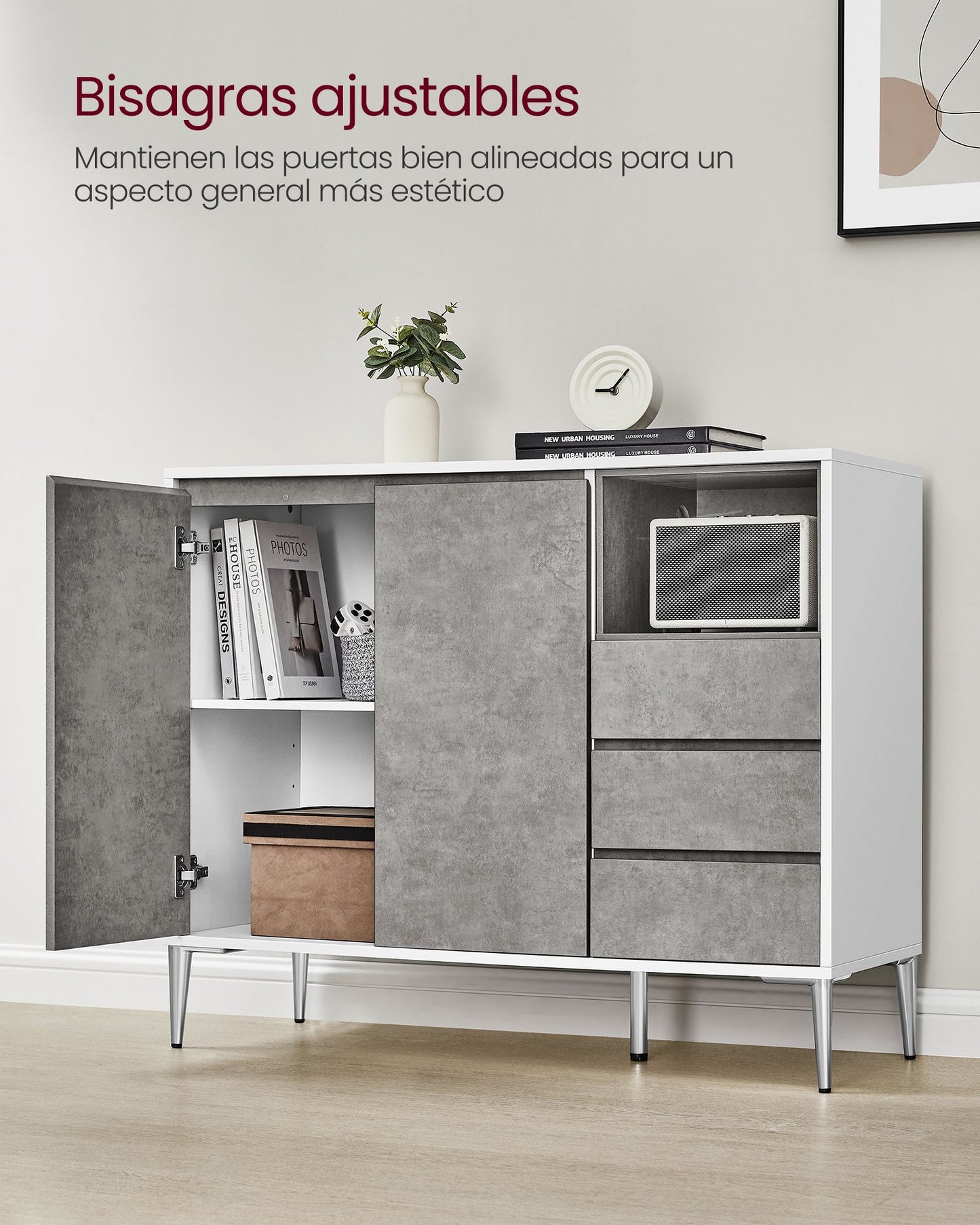 Armario de Almacenaje 40 x 103,5 x 85 cm Gris Cemento-VASAGLE