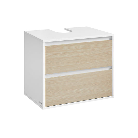 Mueble Bajo Lavabo 40 x 60 x 50 cm Blanco Nube y Beige Natural-VASAGLE