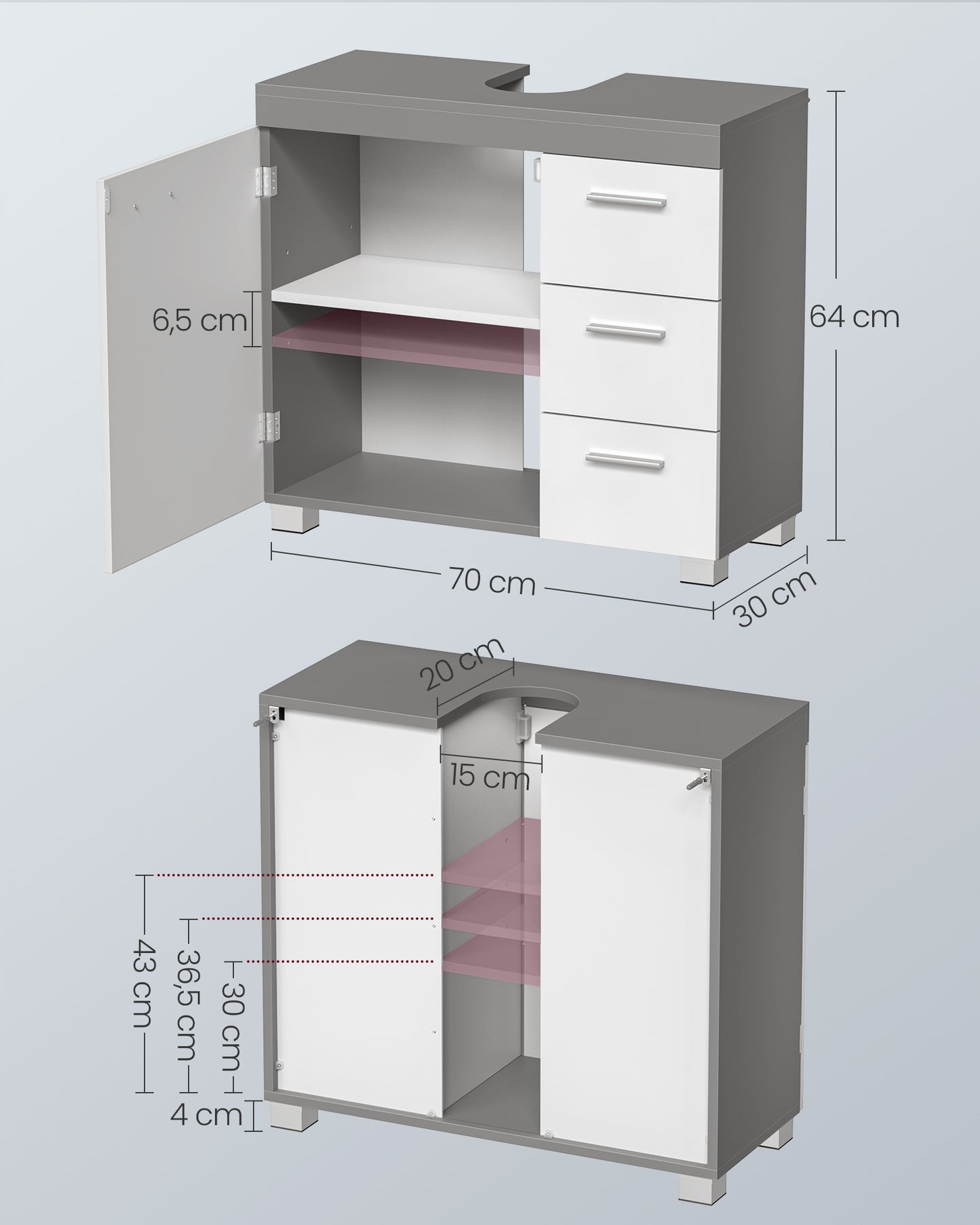 Mueble Bajo Lavabo, Armario de Baño-VASAGLE