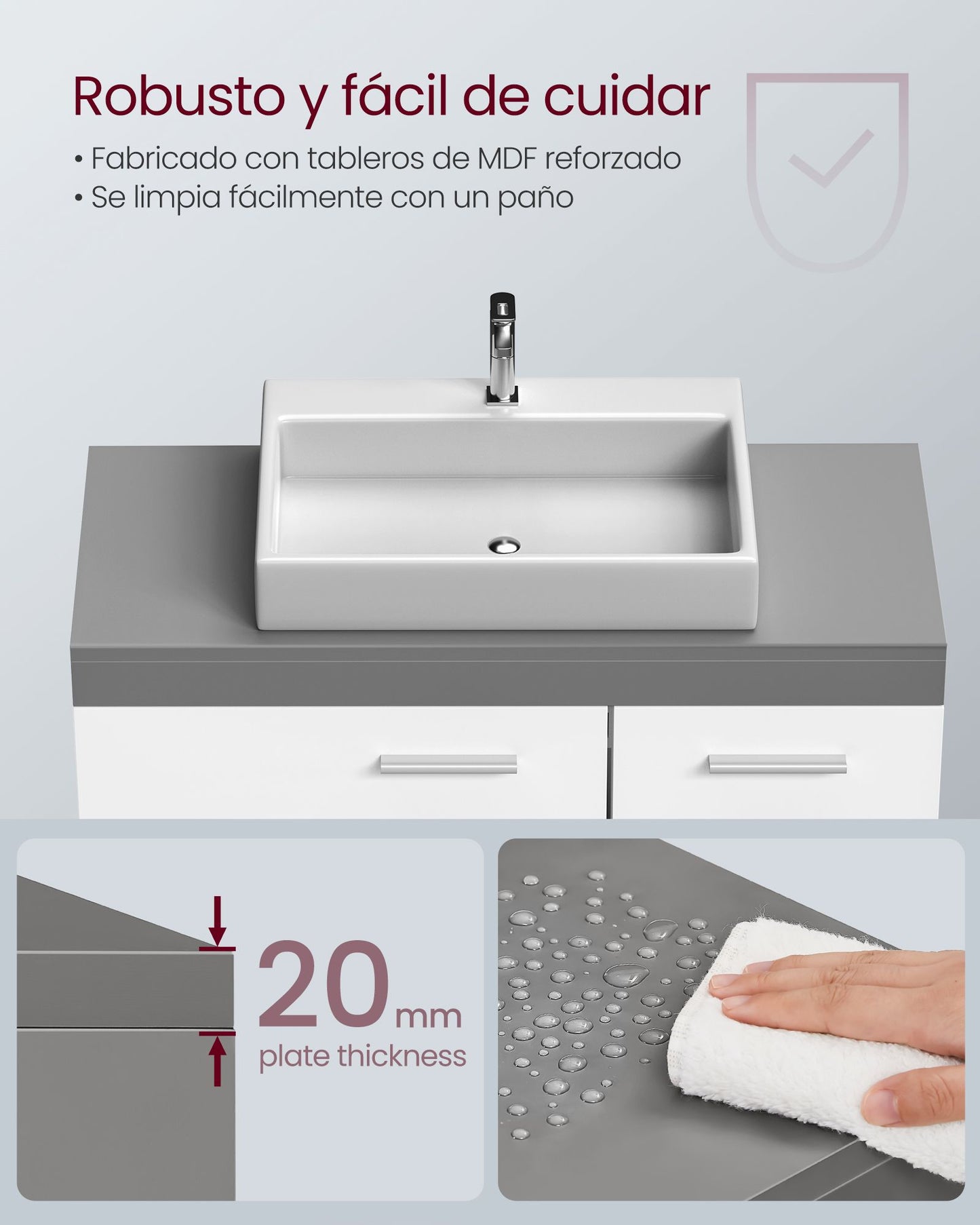 Mueble Bajo Lavabo, Armario de Baño-VASAGLE