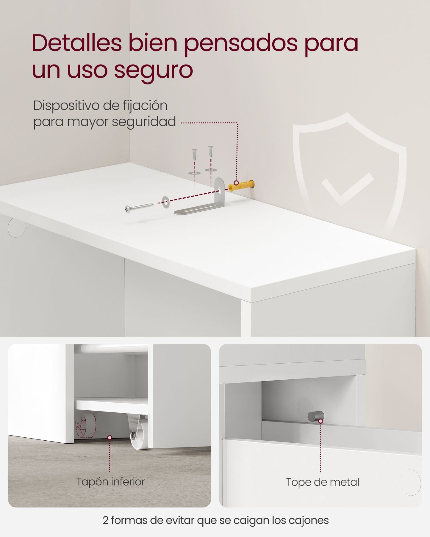 Armario de Baño Alto Moderno Blanco Clásico-VASAGLE