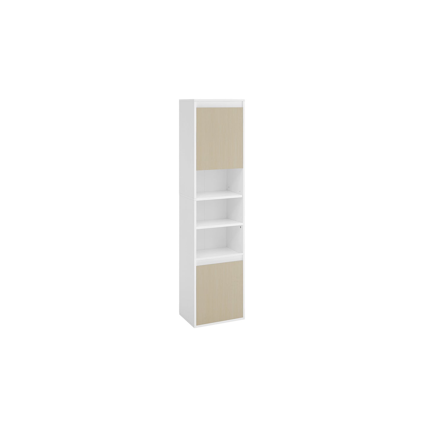 Armario de Baño Alto de Pared 30 x 40 x 160 cm Blanco Nube y Beige Natural-VASAGLE