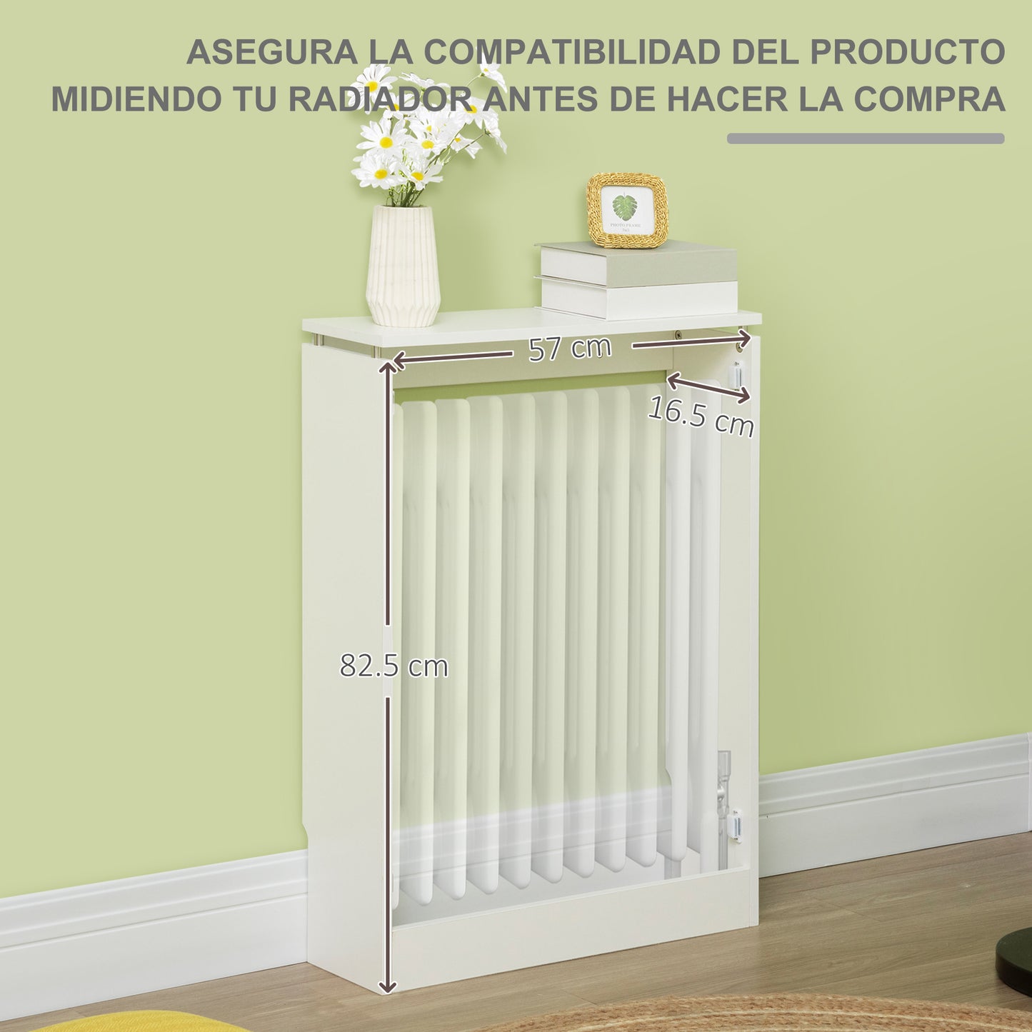 HOMCOM Cubierta de Radiador Cubre Radiador Moderno Pintado de MDF con Estante Superior para Salón Dormitorio Oficina 60x18x84 cm Blanco