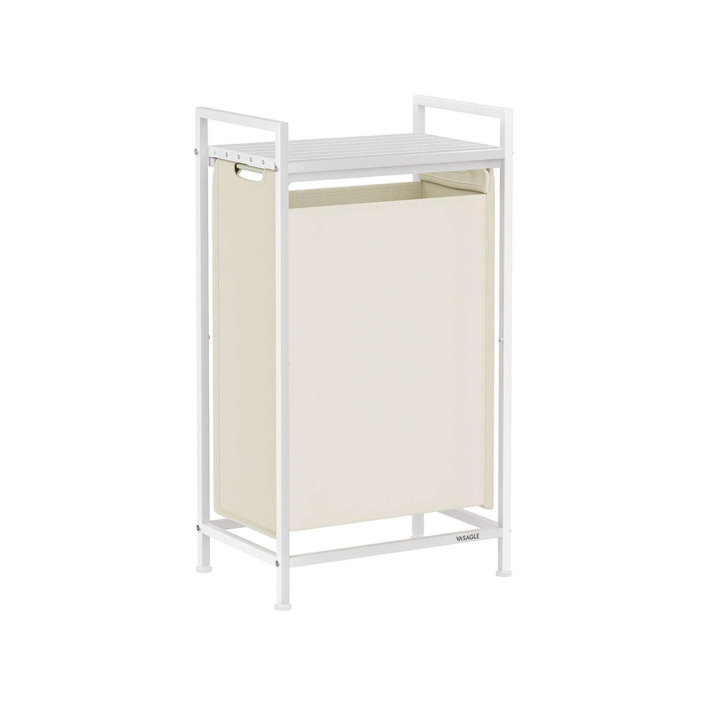 Cesto para Ropa Sucia 47 L 42 x 28 x 75 cm Blanco Crema y Blanco Nube-VASAGLE