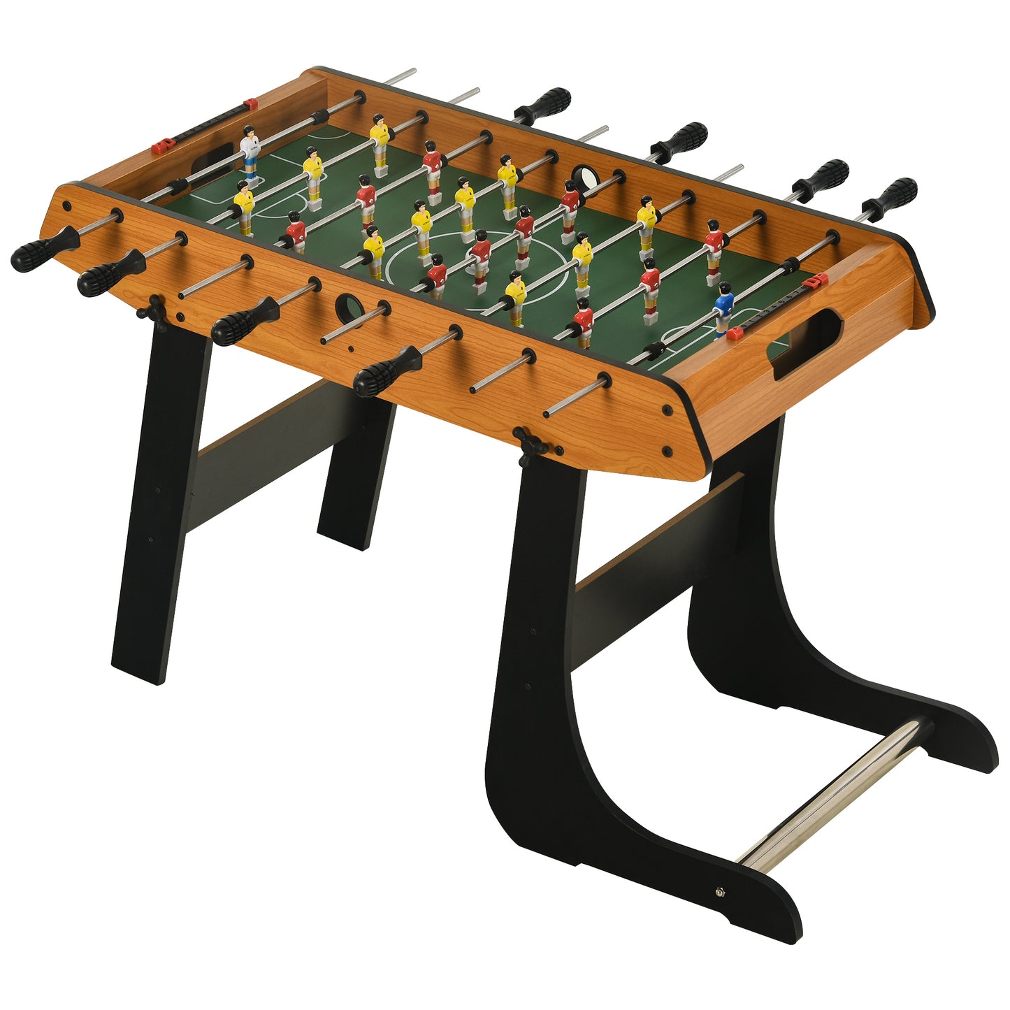 HOMCOM Futbolín Plegable Juego de Mesa de Fútbol con 22 Jugadores Futbolín para Niños y Adultos con 2 Marcadores 98x42x62,5 cm Natural y Negro