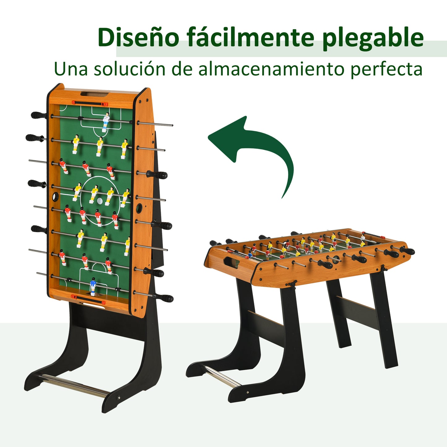 HOMCOM Futbolín Plegable Juego de Mesa de Fútbol con 22 Jugadores Futbolín para Niños y Adultos con 2 Marcadores 98x42x62,5 cm Natural y Negro