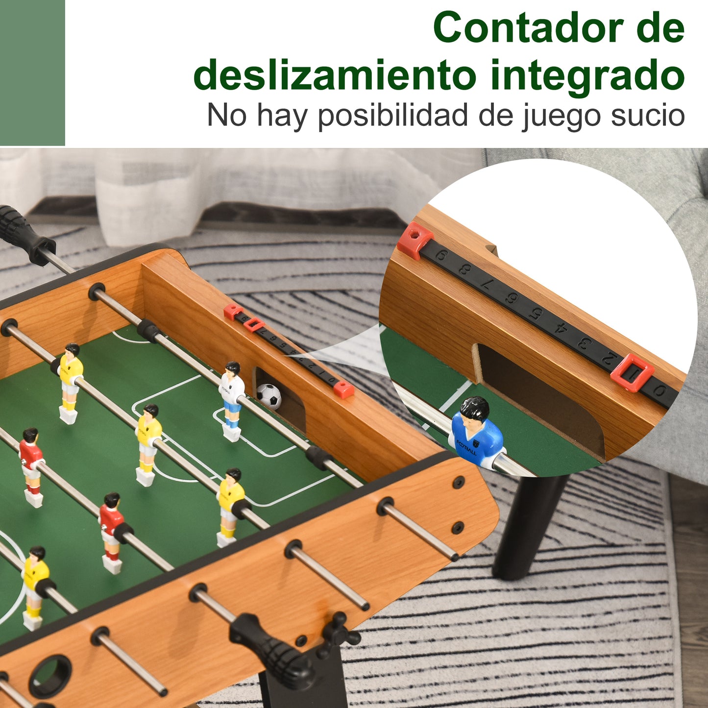 HOMCOM Futbolín Plegable Juego de Mesa de Fútbol con 22 Jugadores Futbolín para Niños y Adultos con 2 Marcadores 98x42x62,5 cm Natural y Negro