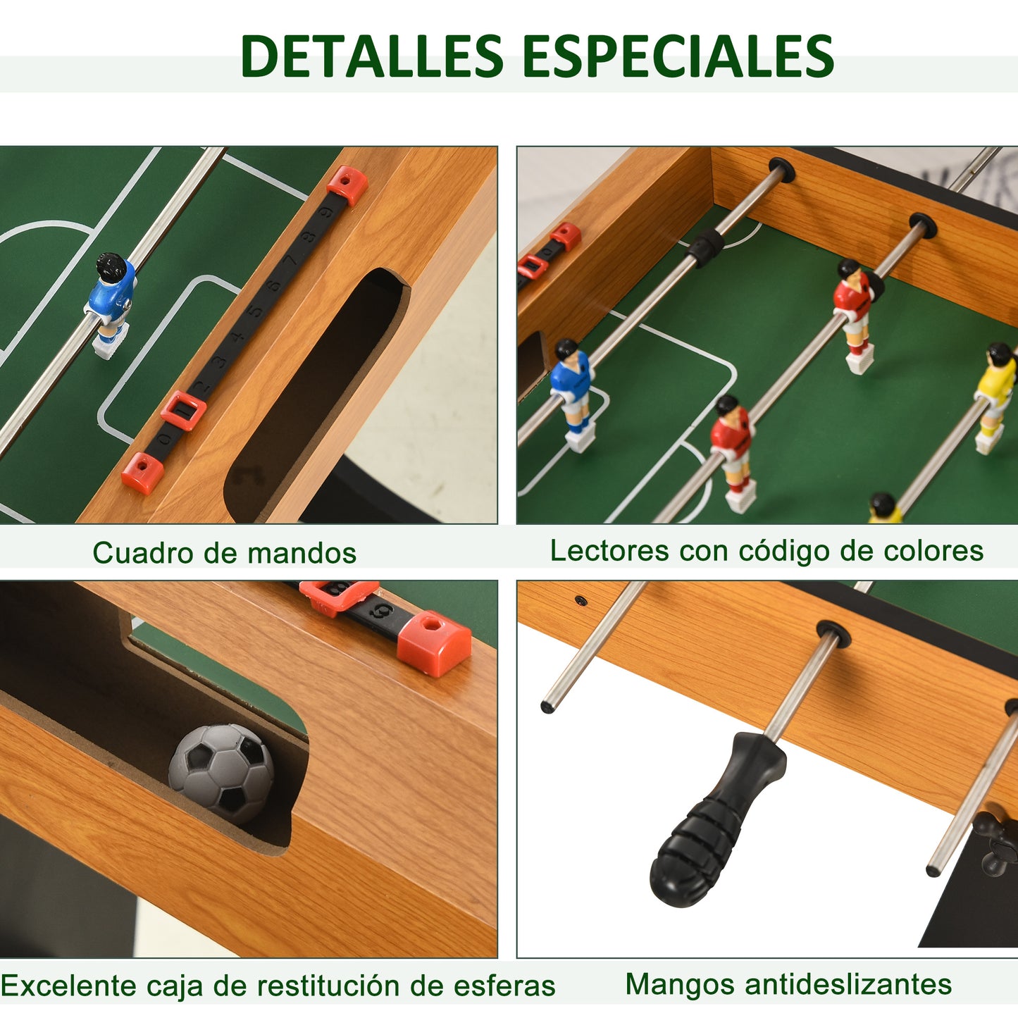 HOMCOM Futbolín Plegable Juego de Mesa de Fútbol con 22 Jugadores Futbolín para Niños y Adultos con 2 Marcadores 98x42x62,5 cm Natural y Negro