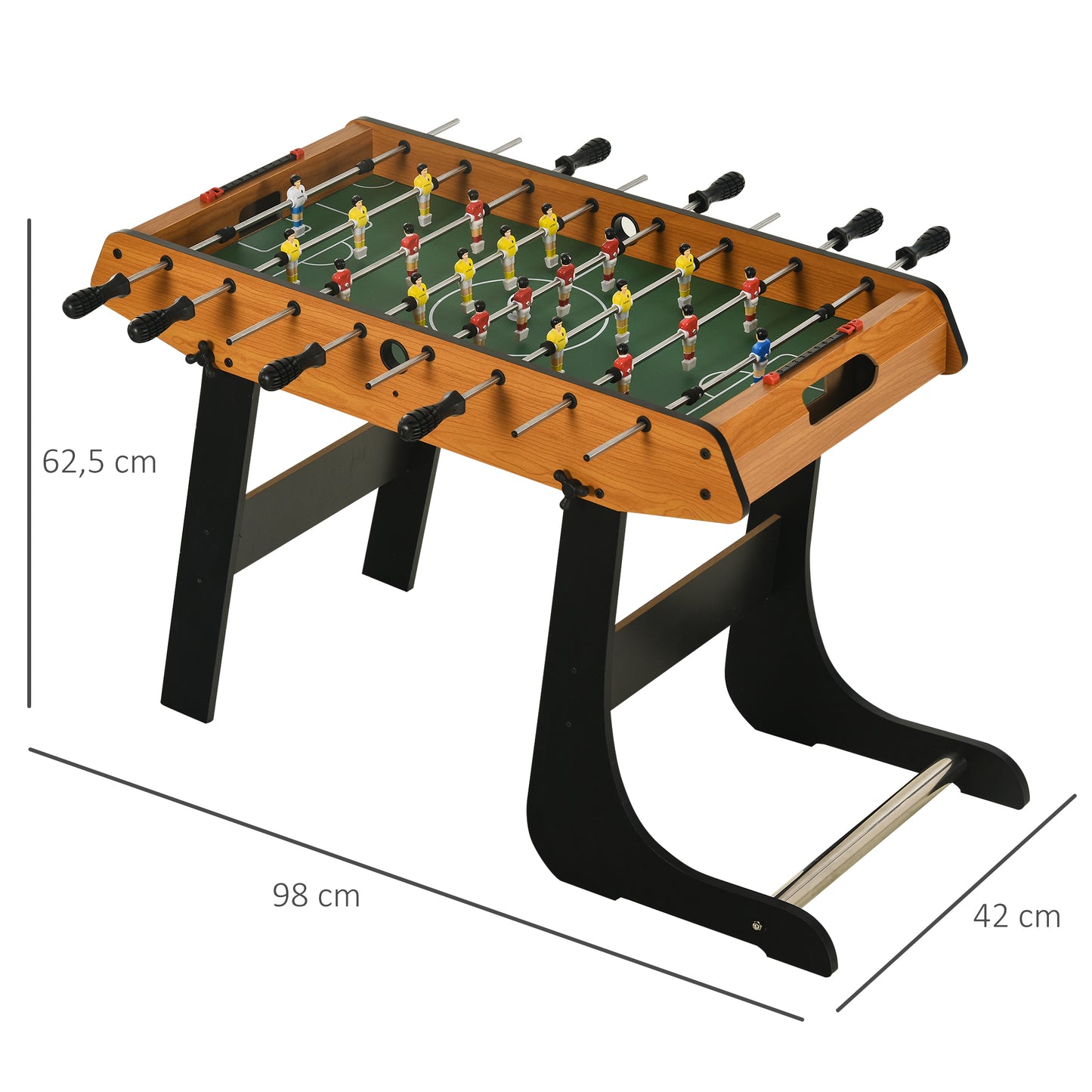 HOMCOM Futbolín Plegable Juego de Mesa de Fútbol con 22 Jugadores Futbolín para Niños y Adultos con 2 Marcadores 98x42x62,5 cm Natural y Negro