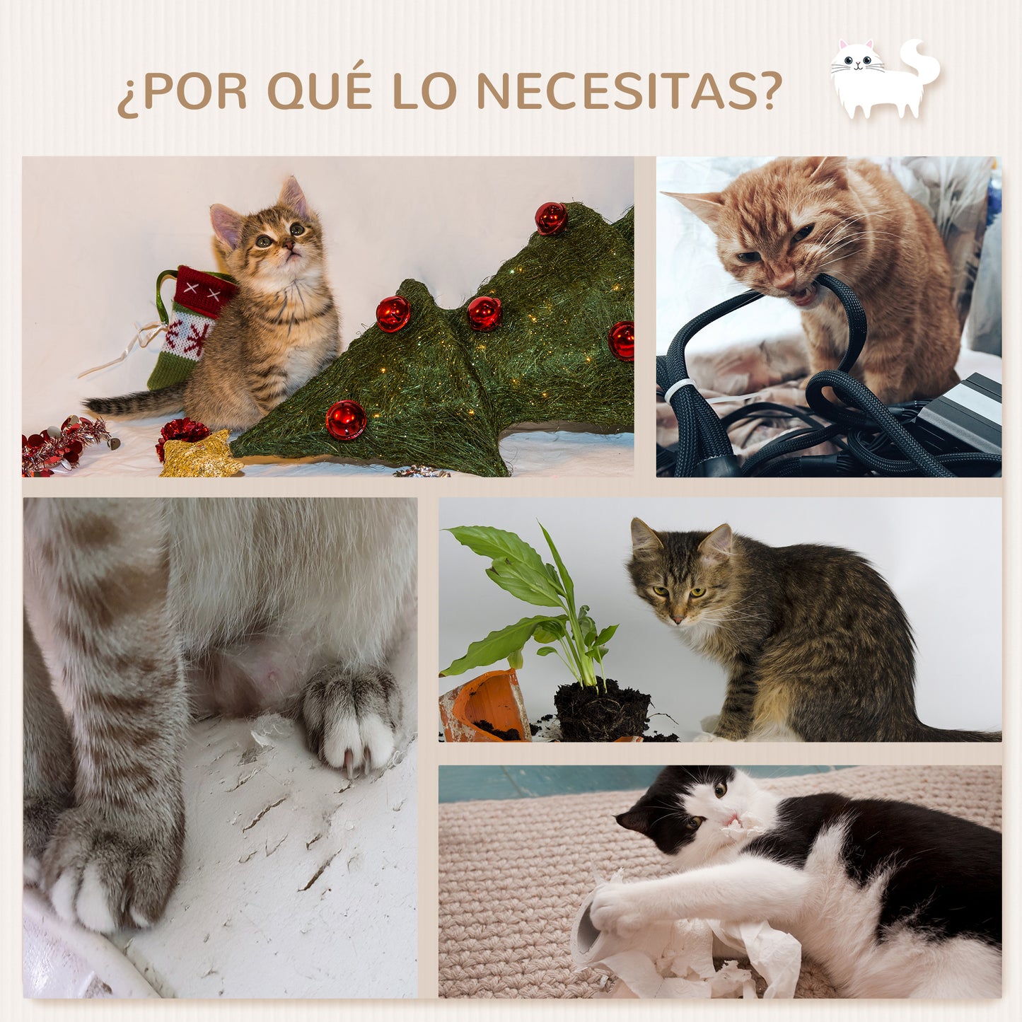 PawHut Estantes para Gatos 3 Piezas Juego de Estantes de Escalada para Gatos Muebles de Pared para Gatos con Caseta Hamaca Plataformas y Poste de Sisal Roble