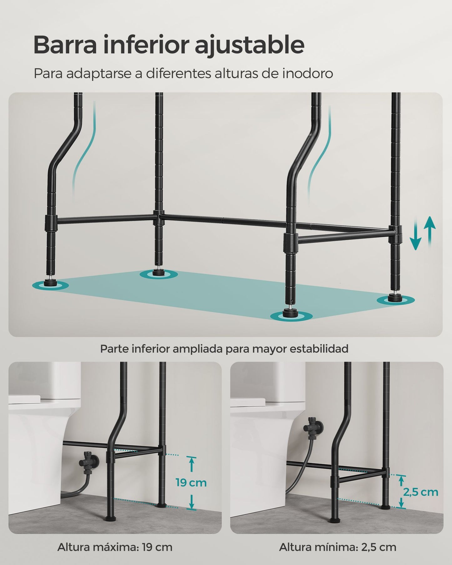 Estantería de Inodoro de 4 Estantes-SONGMICS