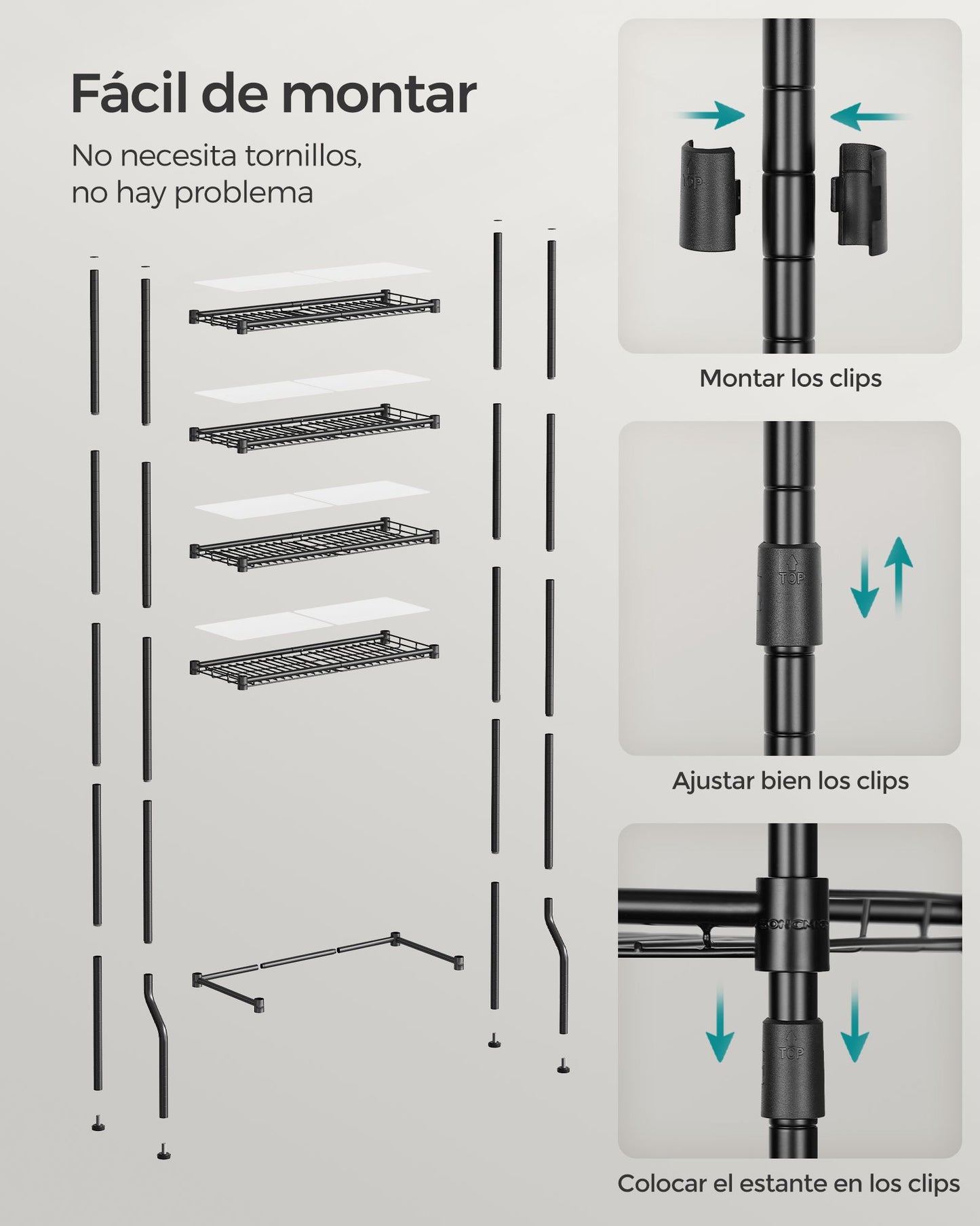 Estantería de Inodoro de 4 Estantes-SONGMICS