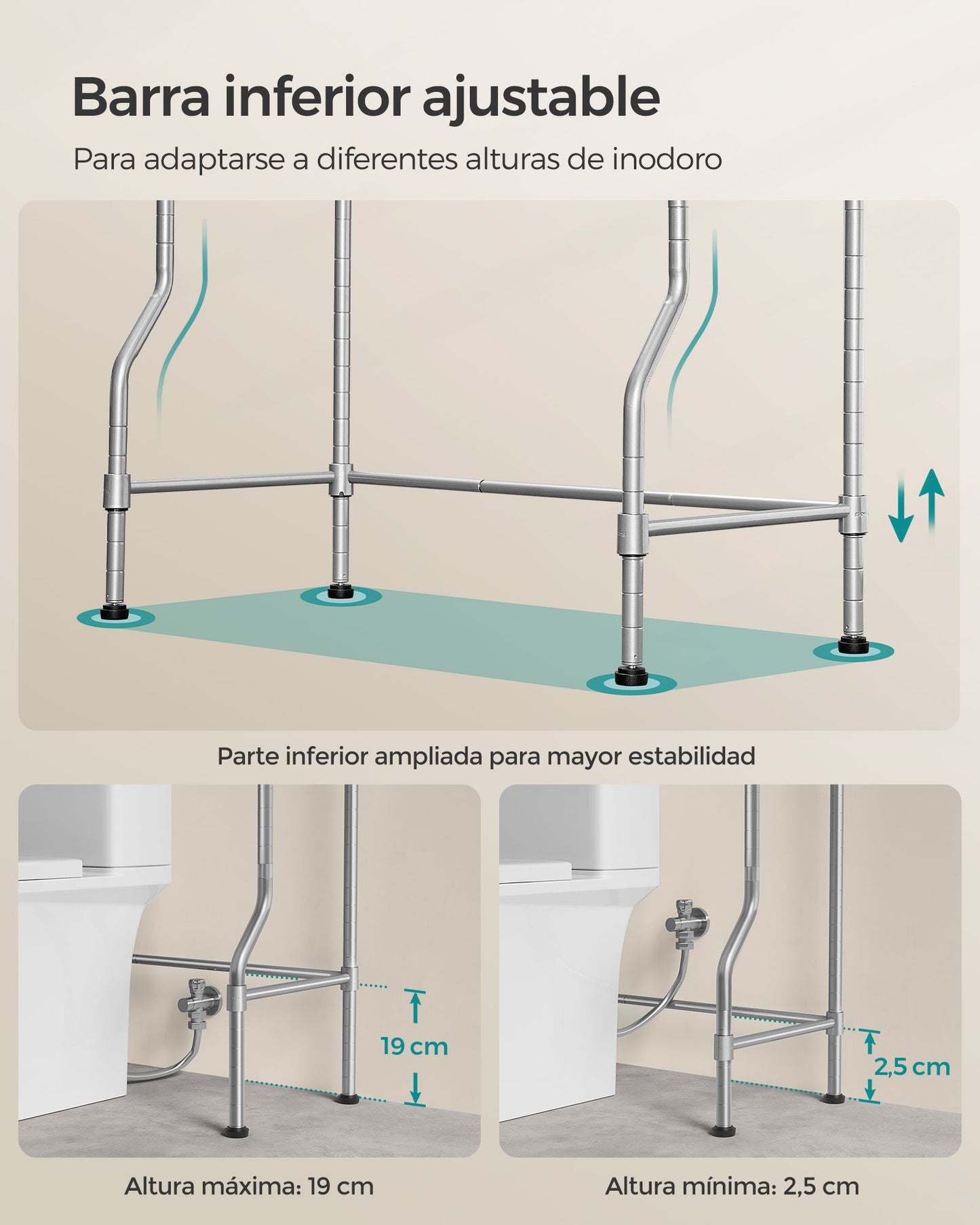 Estantería de Inodoro de 4 Estantes-SONGMICS