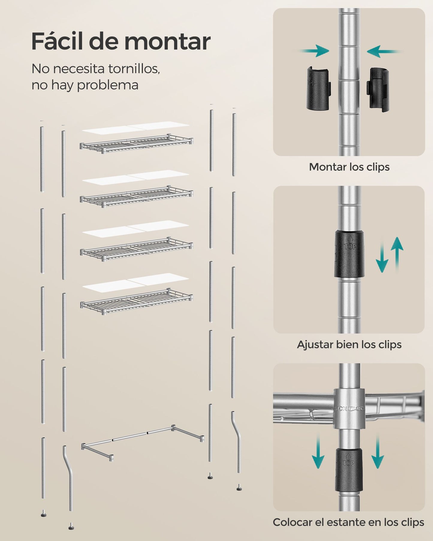 Estantería de Inodoro de 4 Estantes-SONGMICS