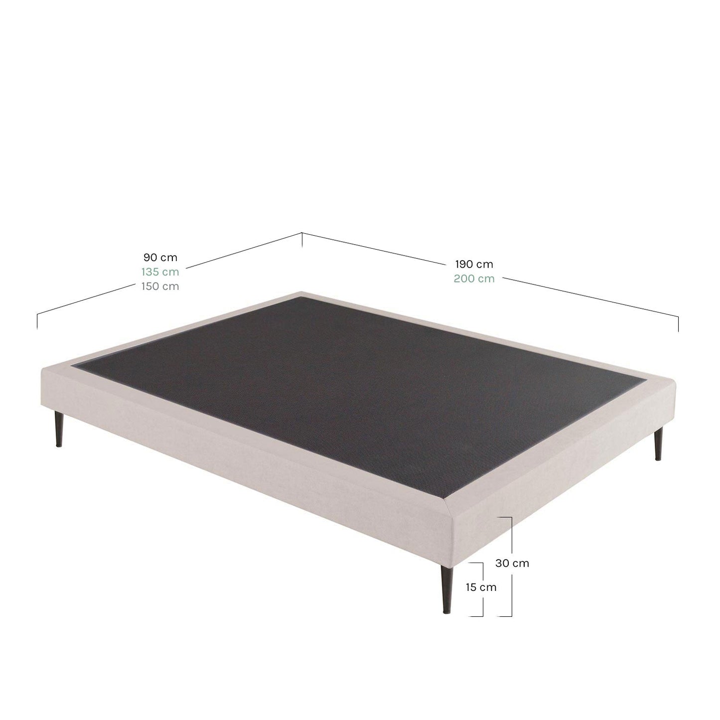 Balik Base 150x200x30 Cm / Celeste / Patas Hierro Negro - WABI HOME