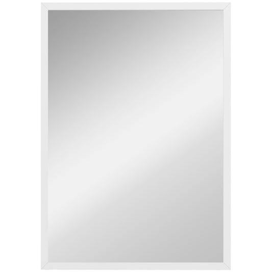 HOMCOM Espejo Rectangular Espejo de Baño 50x70 cm Espejo de Pared Decorativo para Salón Entrada Pasillo Horizontal o Vertical Blanco