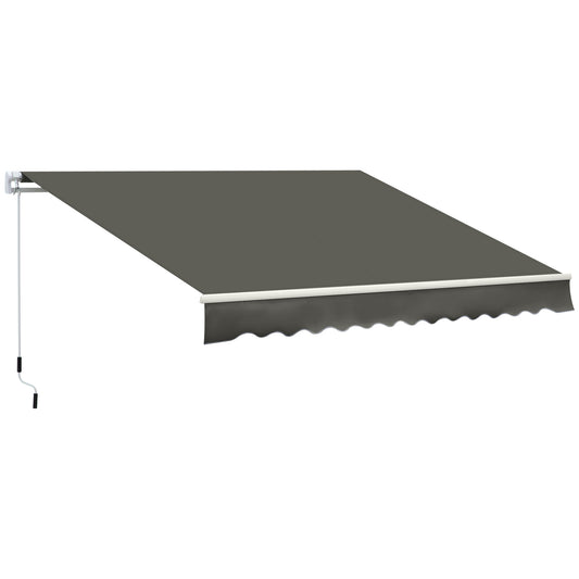 Outsunny Toldo Manual Retráctil 350x250 cm Toldo para Balcón con Manivela de Metal Impermeable y Anti-UV Toldo Enrollable de Exterior para Jardín Terraza Ventanas Gris