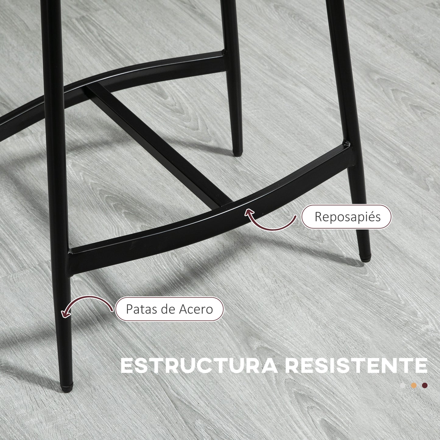 HOMCOM Conjunto de 2 Taburetes Altos de Cocina Sillas Altas de Cocina sin Respaldo con Estructura de Acero Estilo Industrial Carga 120 kg para Bar Salón Comedor Gris