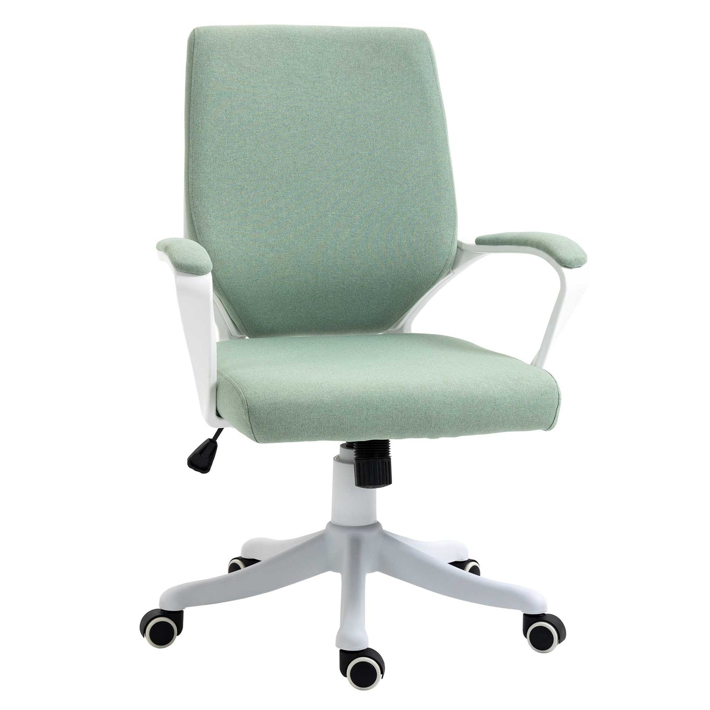 Vinsetto Silla de Oficina Giratoria Silla de Escritorio Basculante con Reposabrazos y Altura Ajustable para Dormitorio Salón Carga 120 kg 62x69x92-100 cm Verde