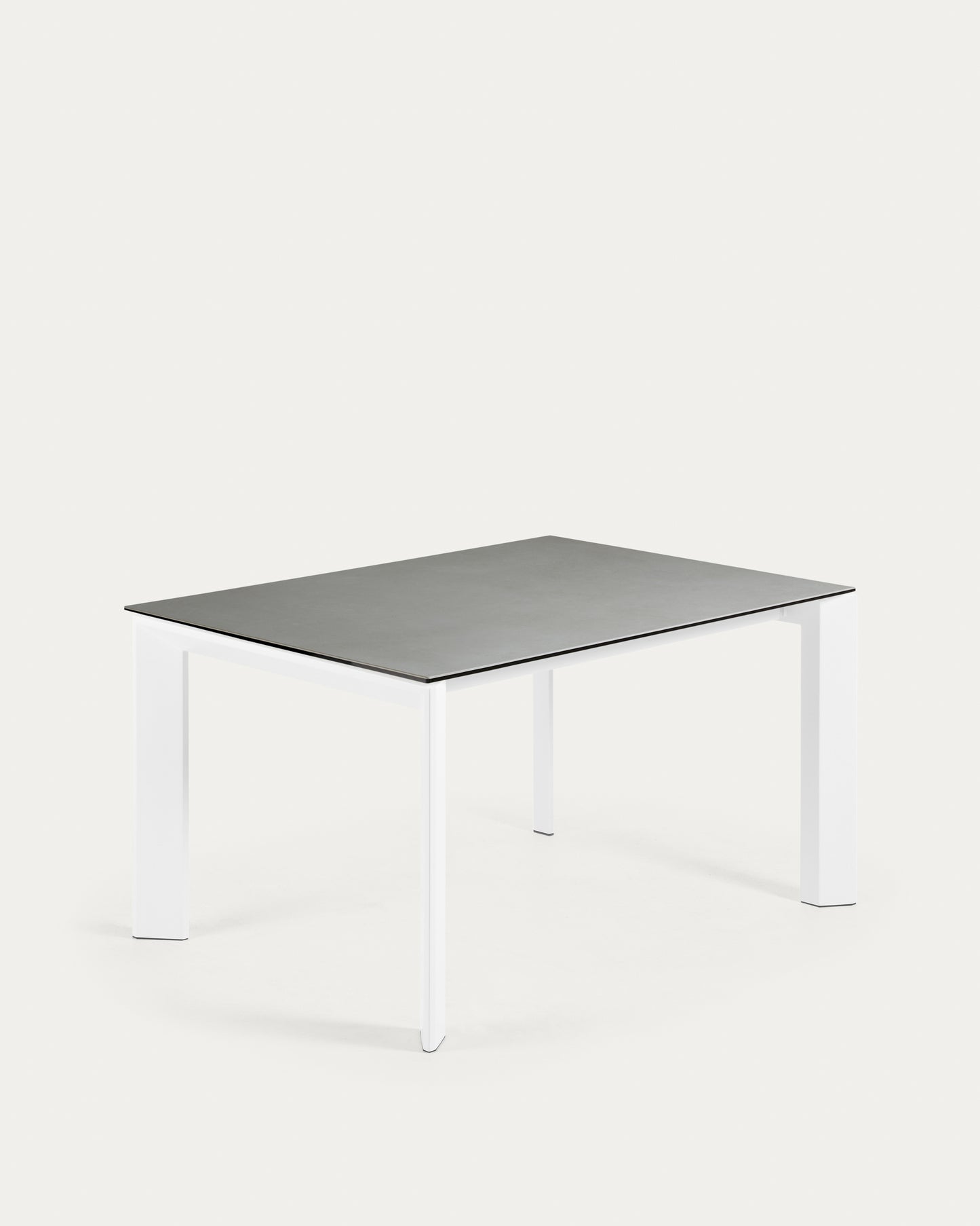 Mesa extensible Axis porcelánico acabado Hydra Plomo y patas de acero blanco 140 (200) cm