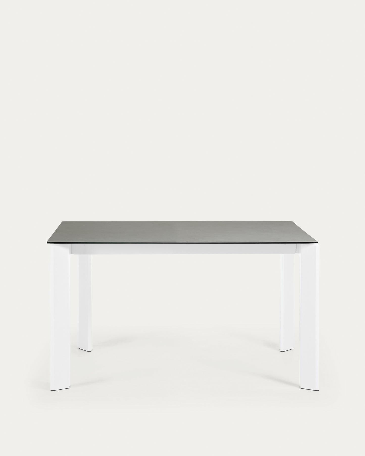 Mesa extensible Axis porcelánico acabado Hydra Plomo y patas de acero blanco 140 (200) cm