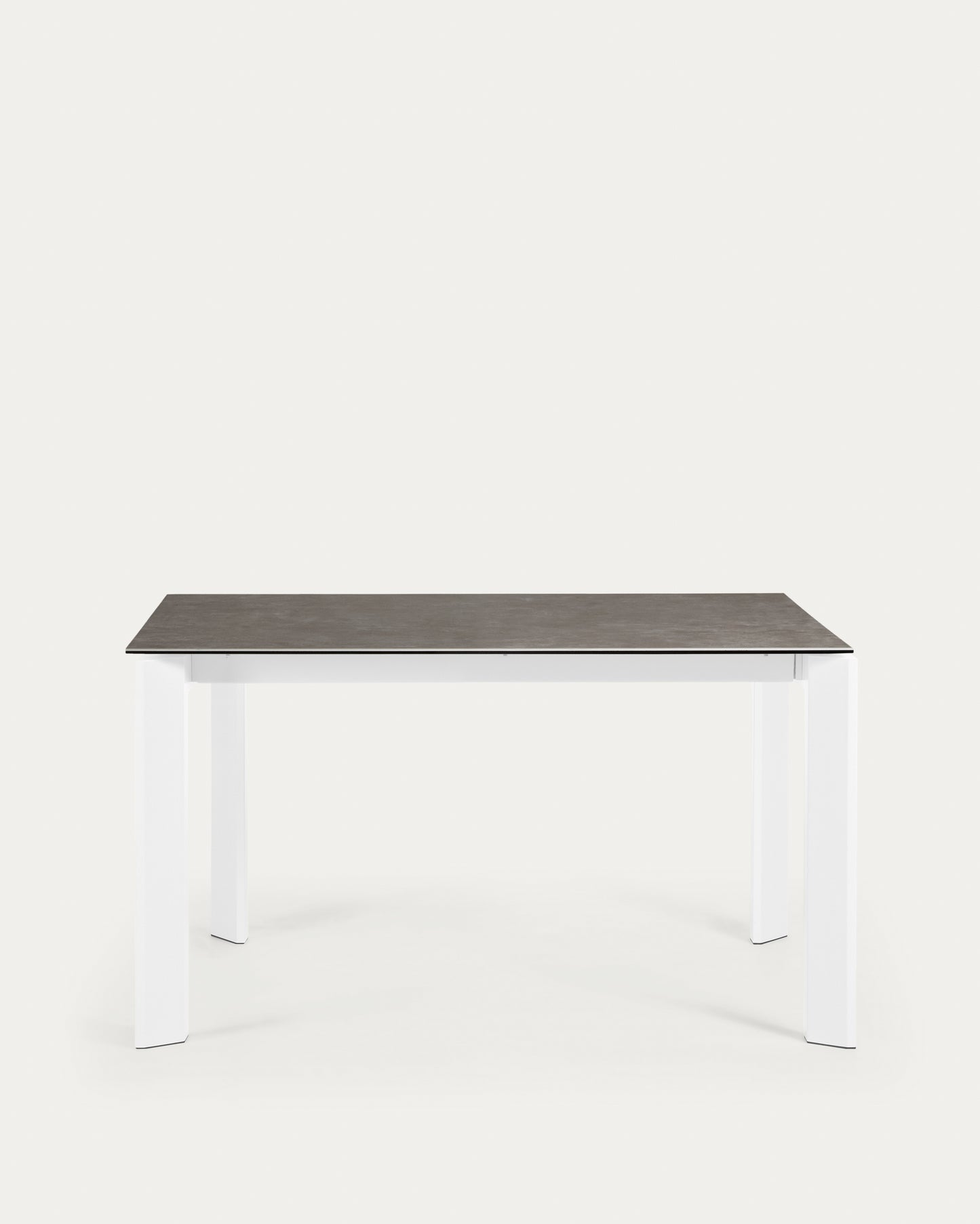 Mesa extensible Axis porcelánico acabado Vulcano Ceniza y patas acero blanco 140 (200) cm