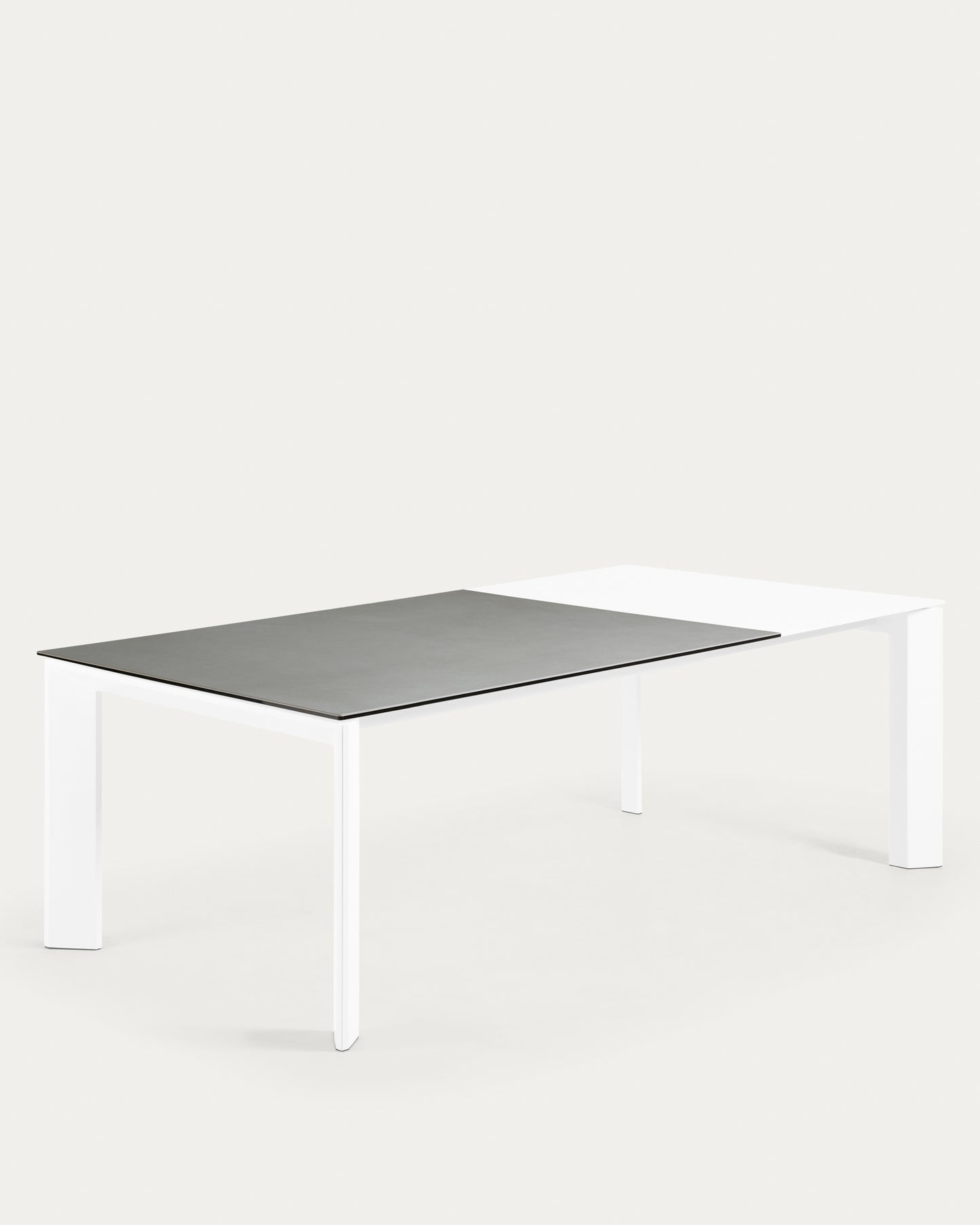 Mesa extensible Axis porcelánico acabado Hydra Plomo patas blanco 160 (220) cm