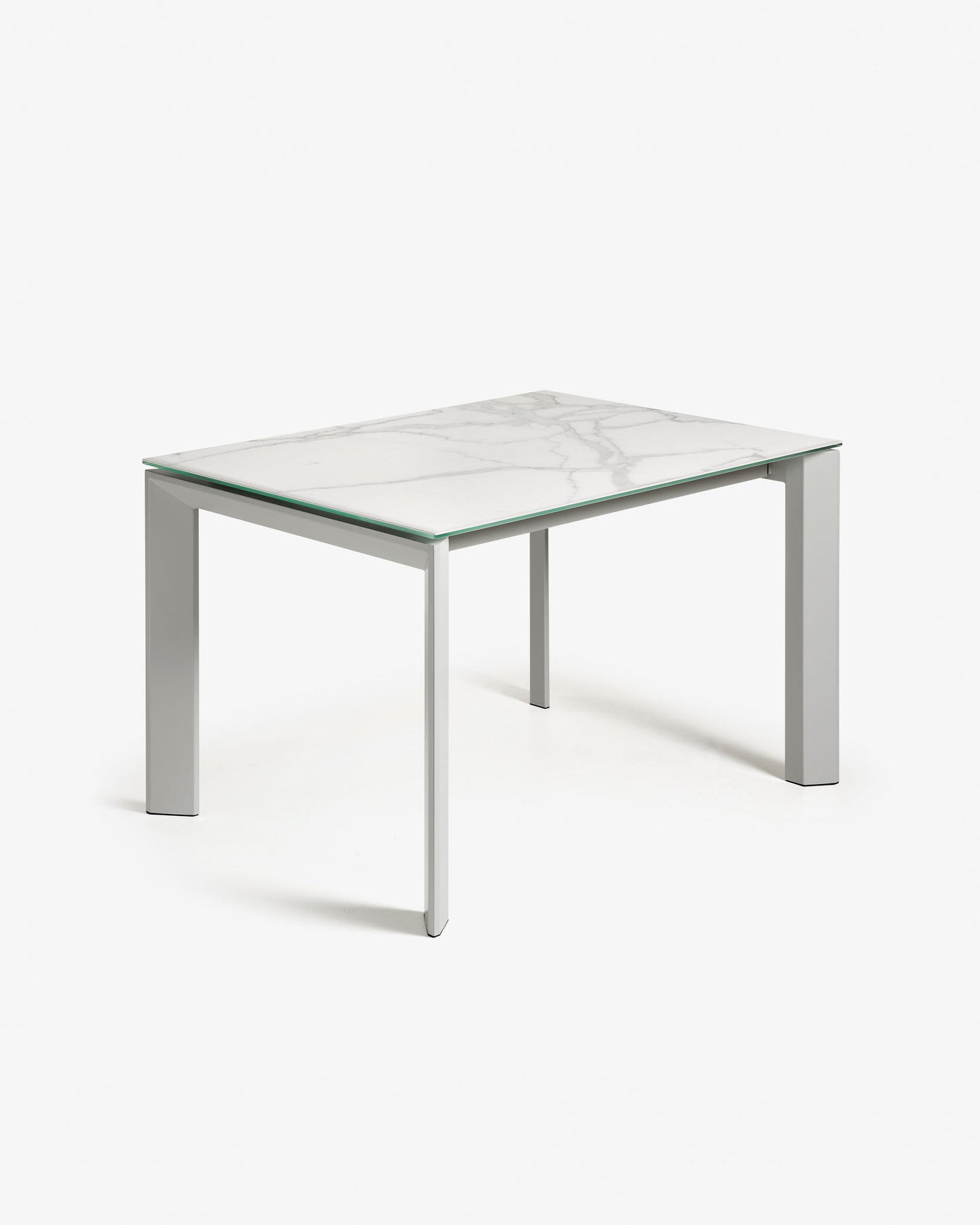 Mesa extensible Axis porcelánico acabado Kalos Blanco patas gris 120 (180) cm