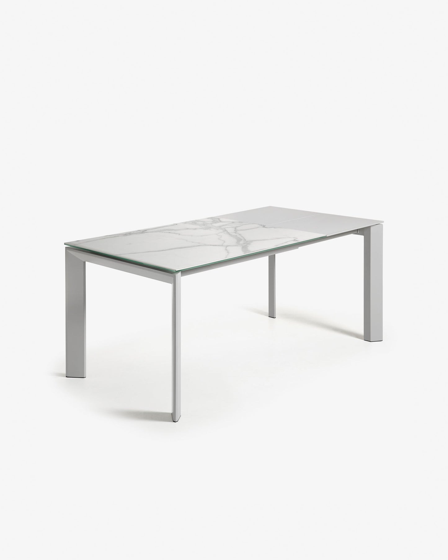 Mesa extensible Axis porcelánico acabado Kalos Blanco patas gris 120 (180) cm