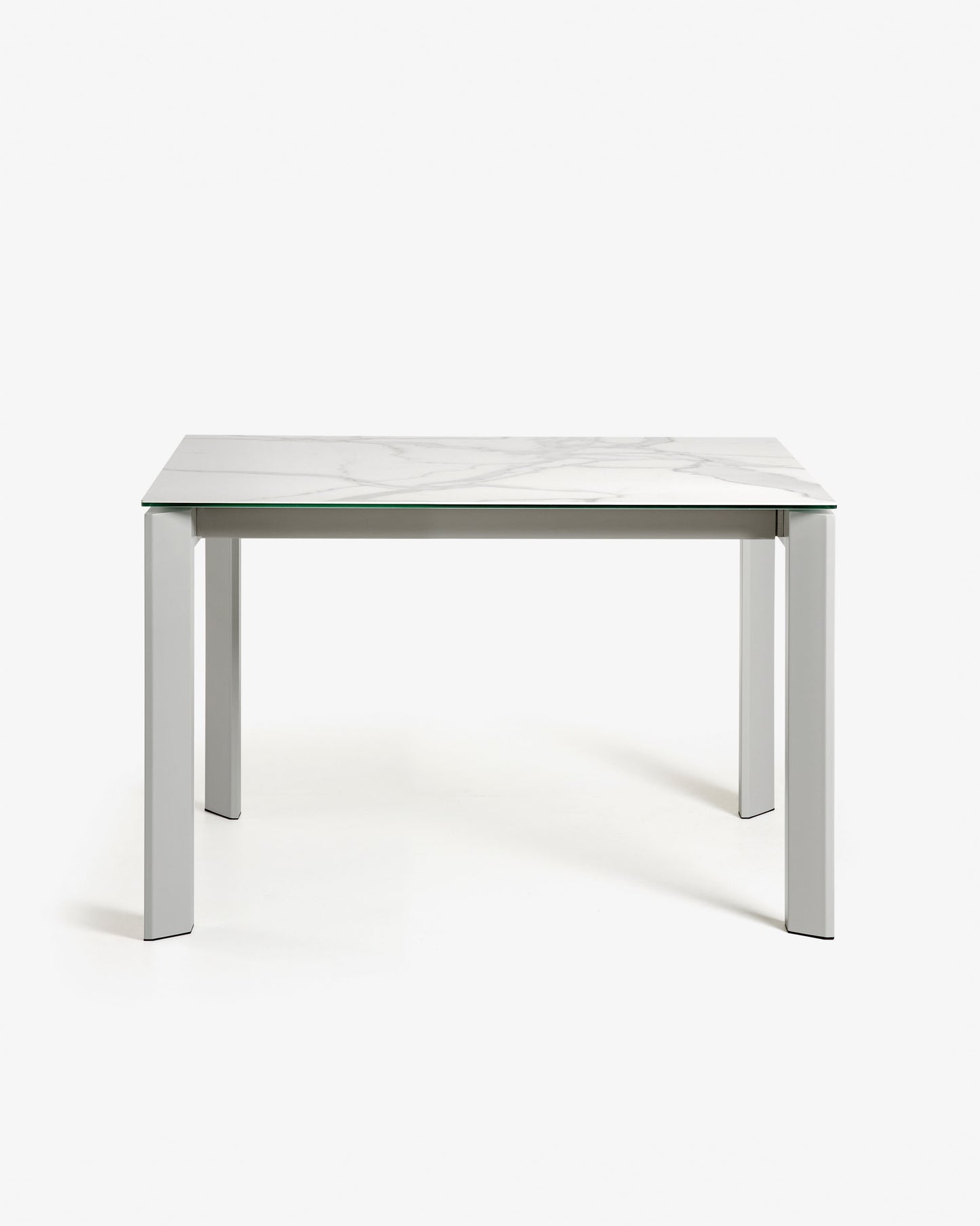 Mesa extensible Axis porcelánico acabado Kalos Blanco patas gris 120 (180) cm